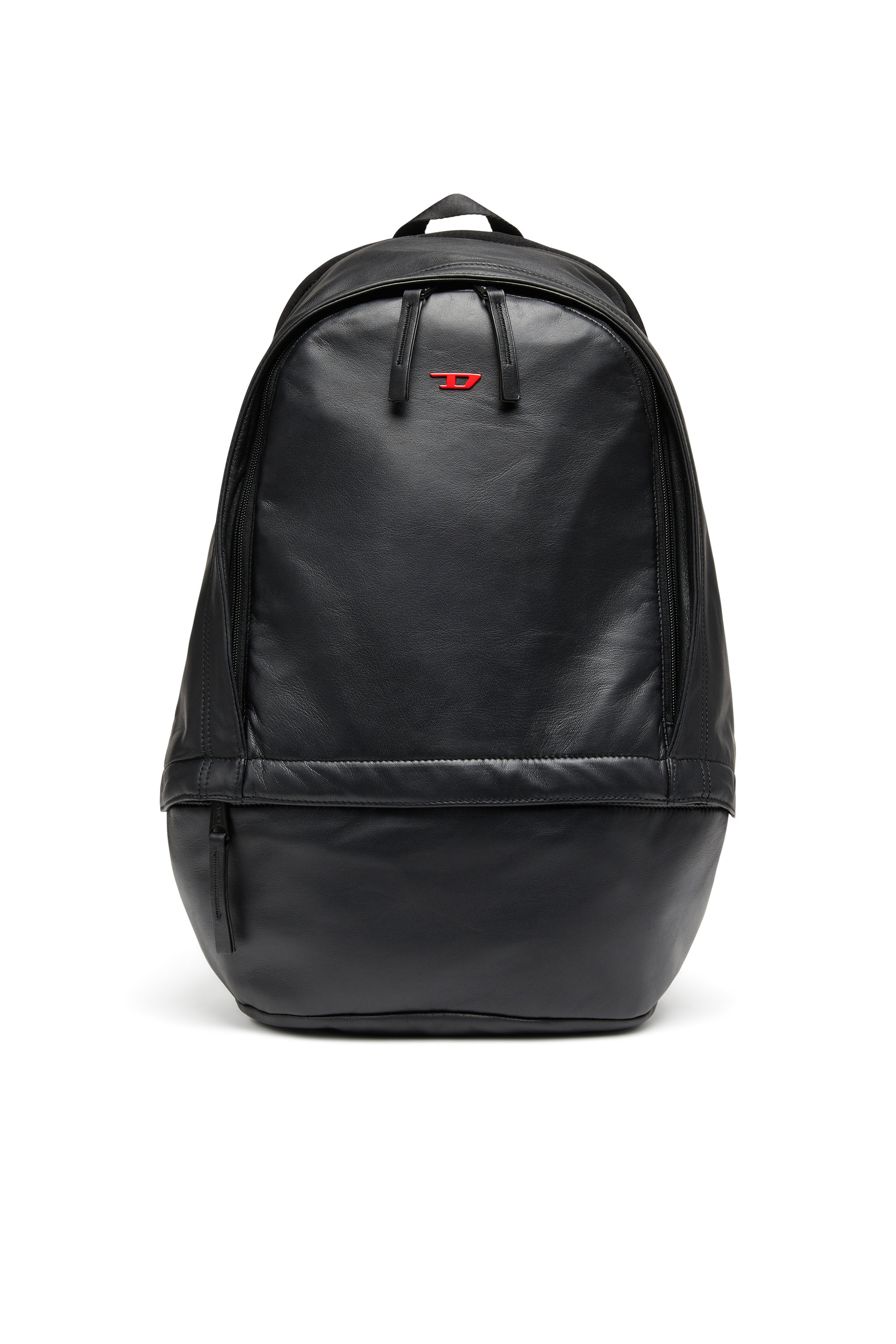 Diesel - RAVE BACKPACK, Man Rave-Leather backpack with metal D in Black - Image 1