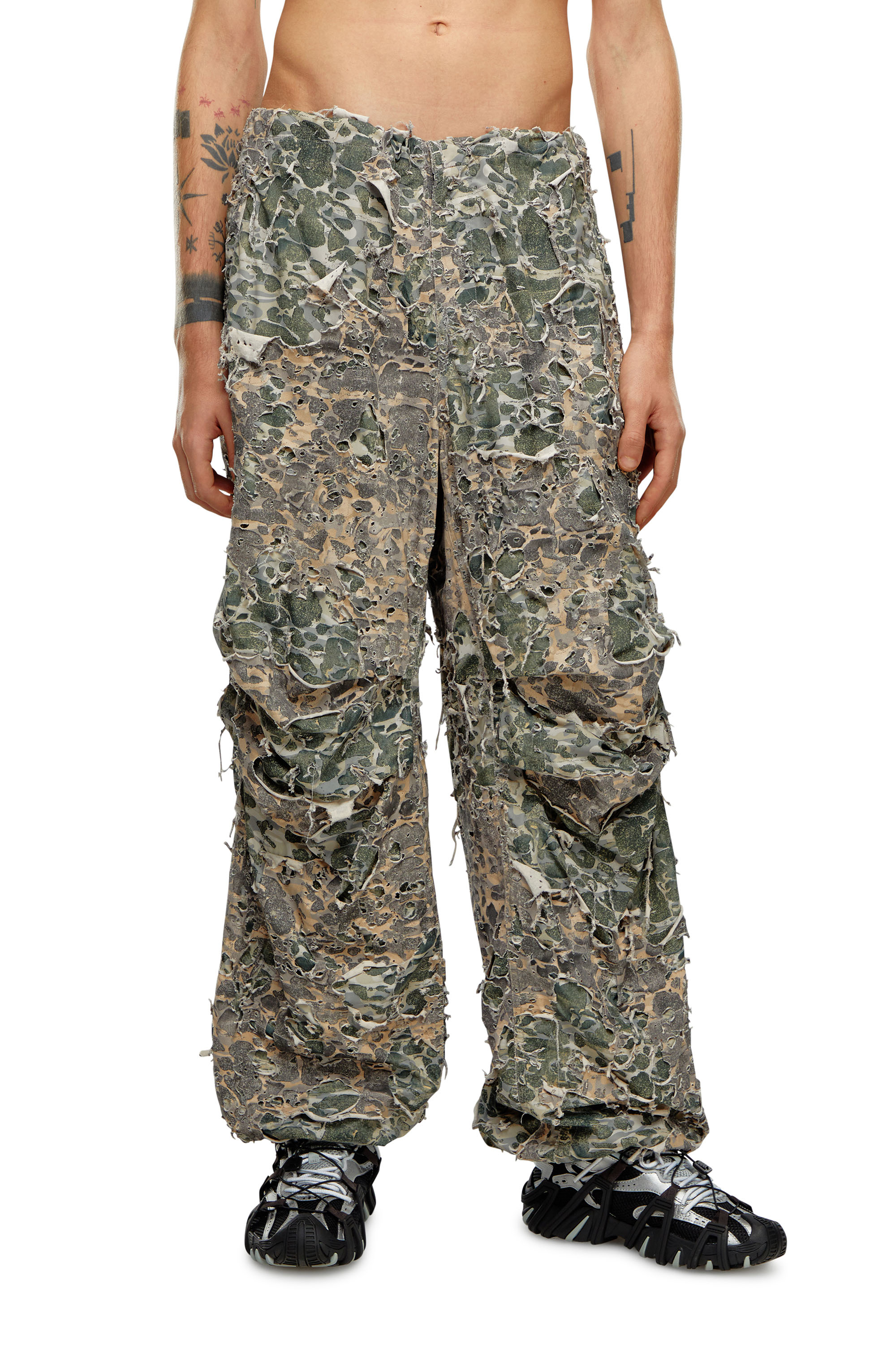 Diesel - P-HOKNEY, Man Camo pants with destroyed finish in Multicolor - Image 1