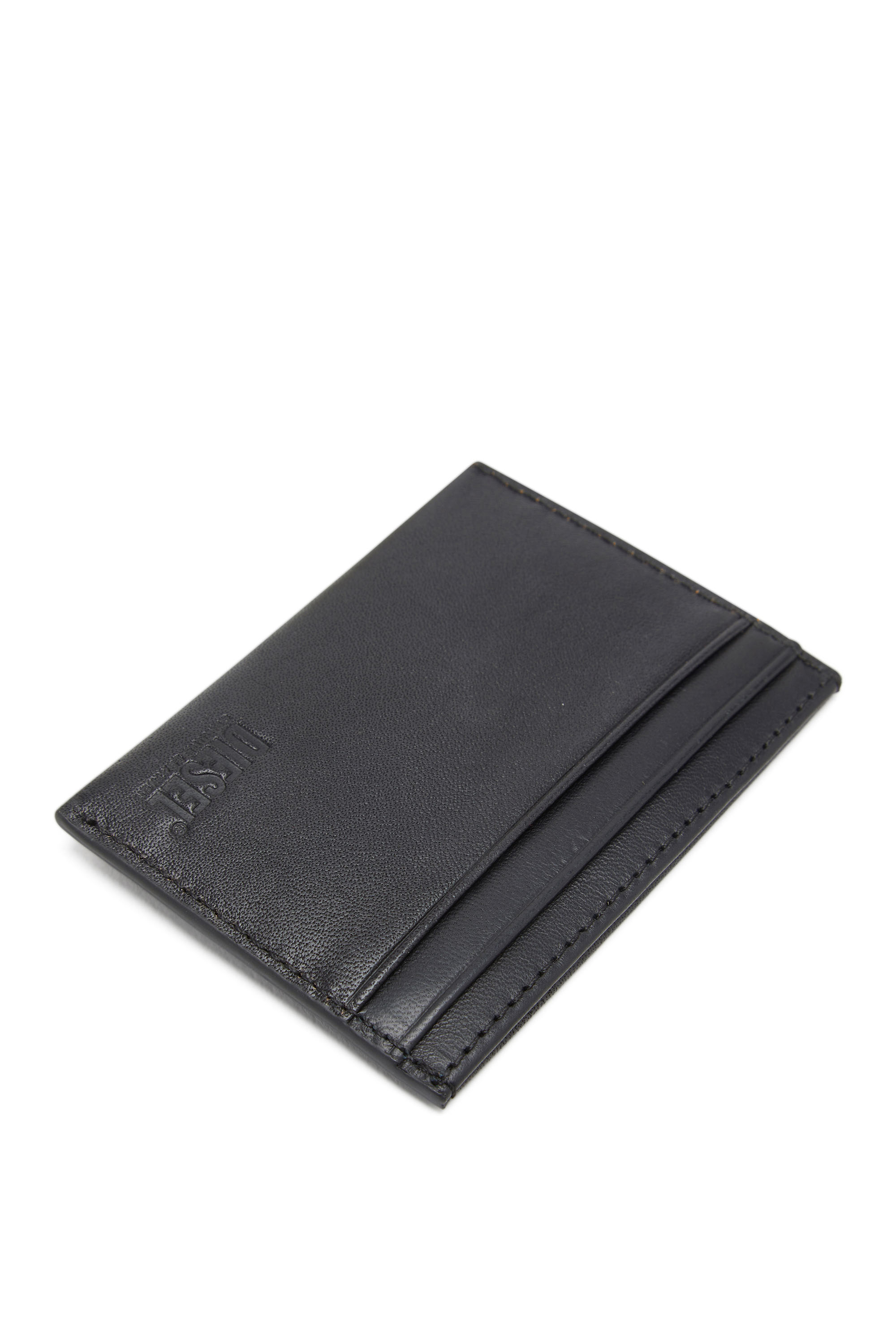 Diesel - DSL 3D EASY CARD HOLDER, Hombre Cartera de cuero con cremallera y logotipo en relieve in Negro - Image 3