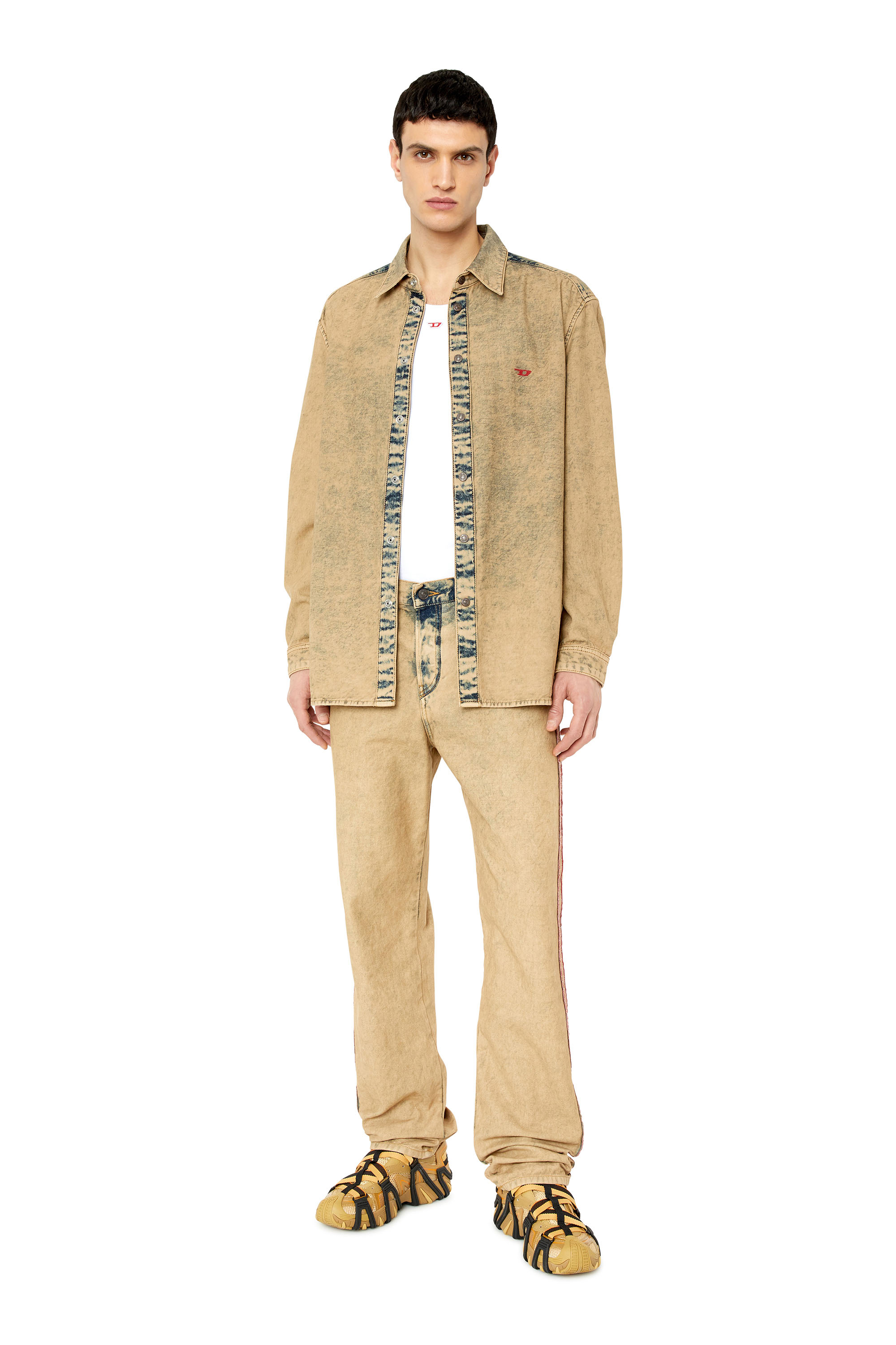 Diesel - D-SIMPLY-OVER, Man Denim shirt with acid wash in Beige - Image 2