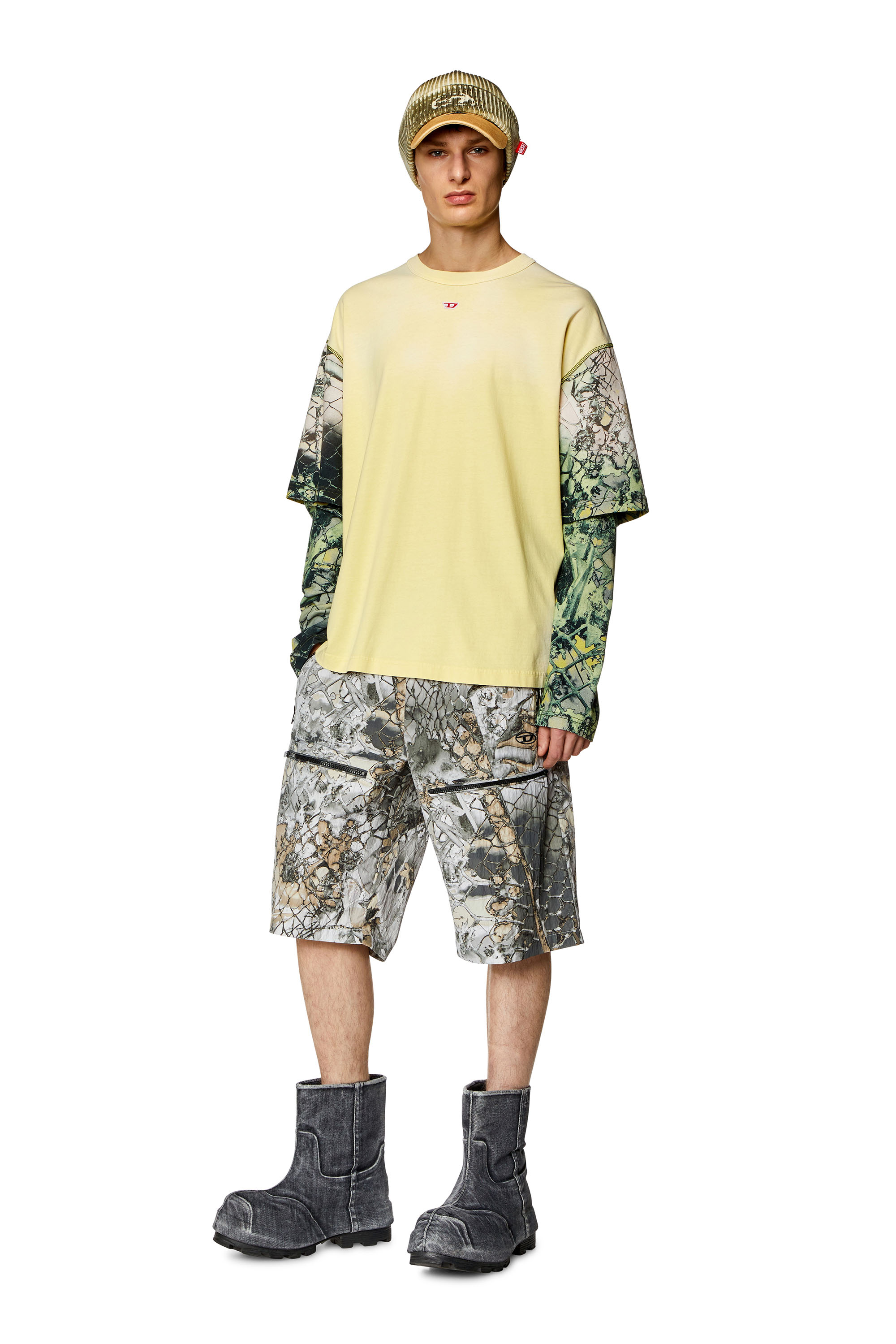 Diesel - T-WESHER-N5, Man Layered T-shirt with graphic sleeves in Multicolor - Image 3