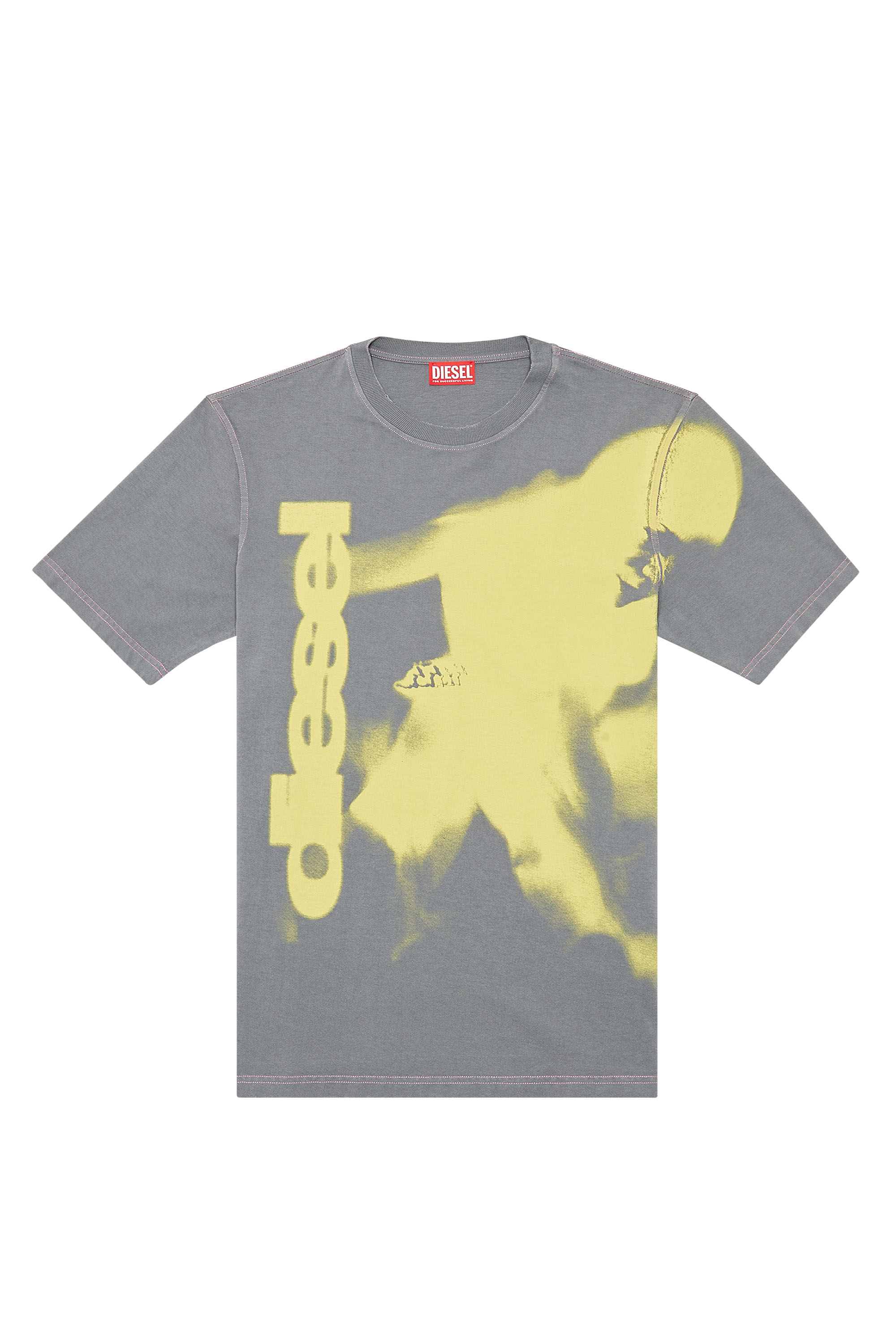 Diesel - T-JUST-N13, Man T-shirt with smudged print in Grey - Image 4