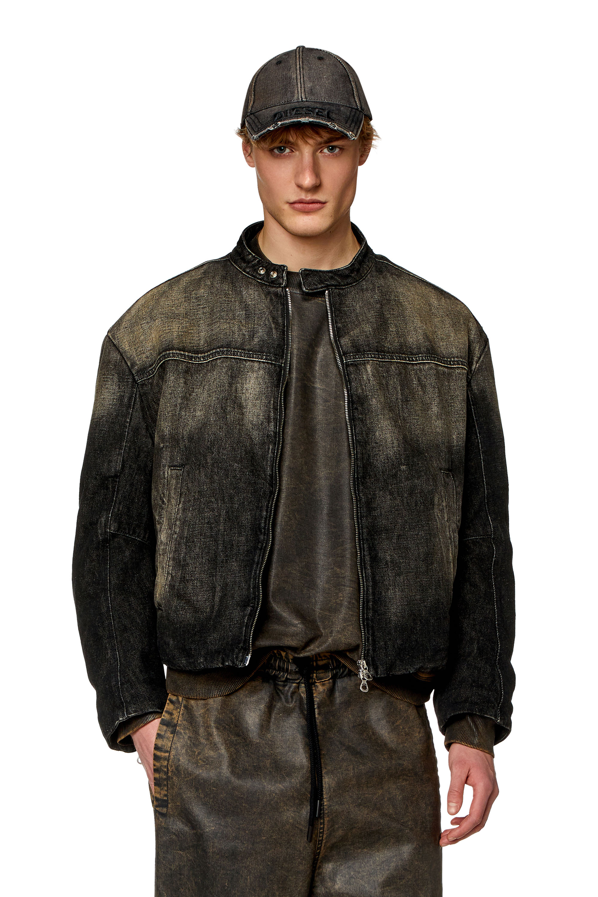 Diesel - D-MARGE-S, Man Denim jacket in cotton and hemp in Black - Image 1