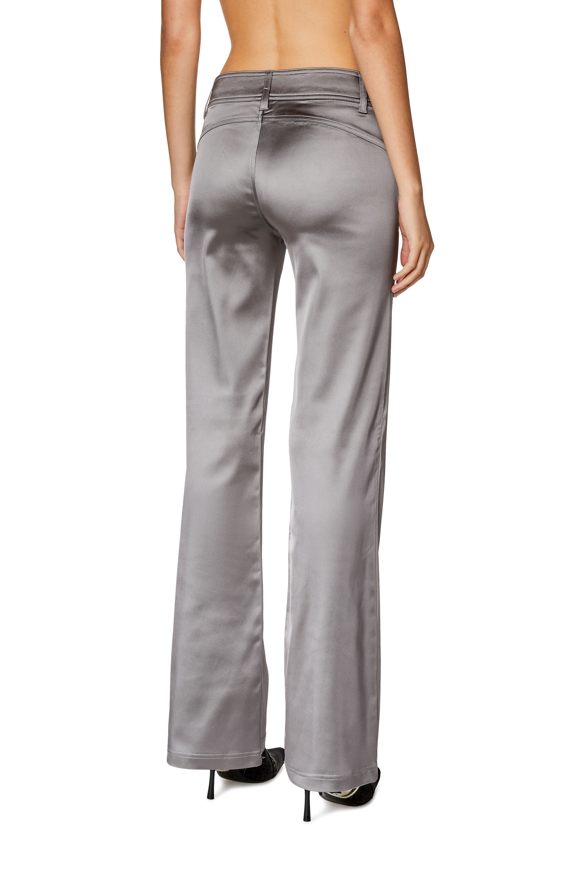 Diesel - P-STELL, Woman Flared pants in shiny stretch satin in Grey - Image 2