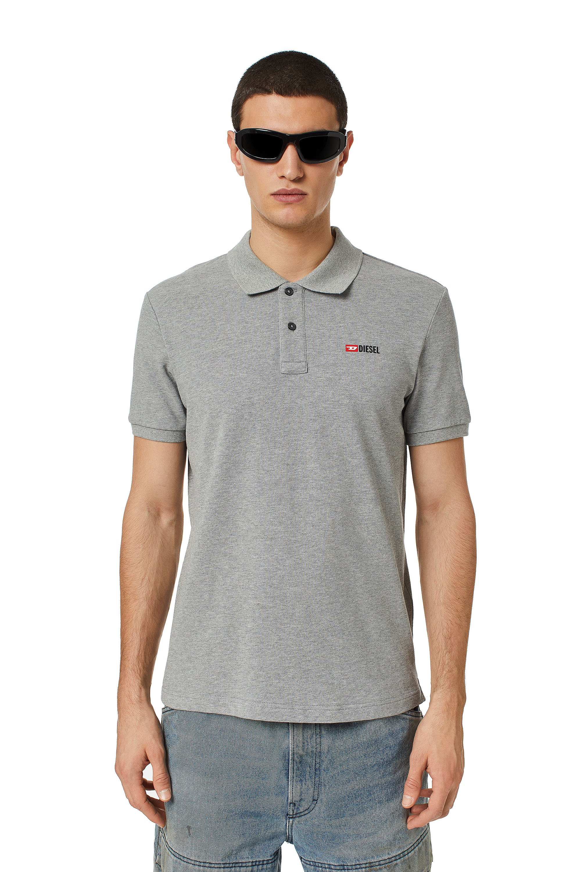 Diesel - T-SMITH-DIV, Man Polo shirt with 3D logo in Grey - Image 1