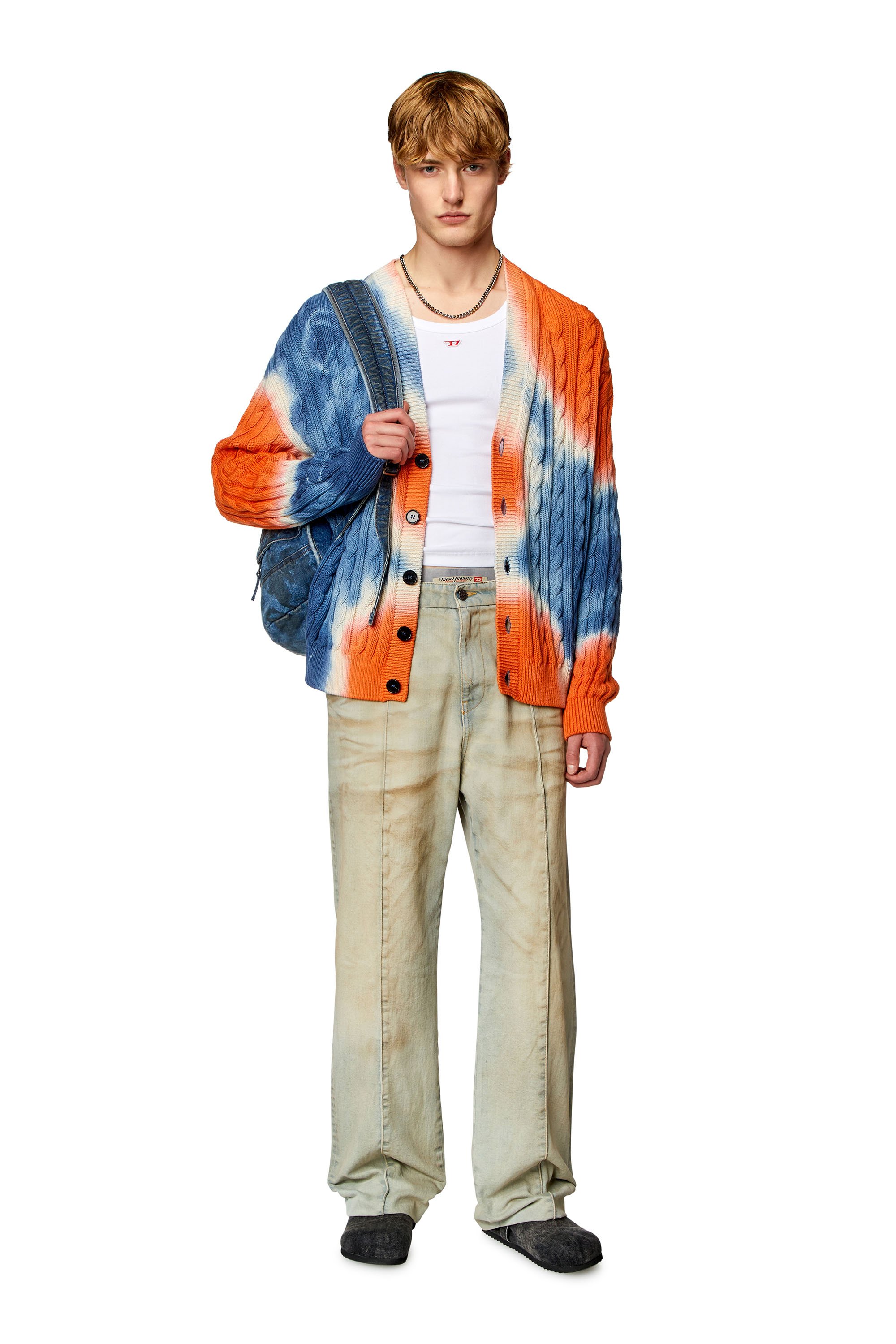 Diesel - K-JONNY, Man Tie-dye cardigan in cable-knit cotton in Multicolor - Image 4