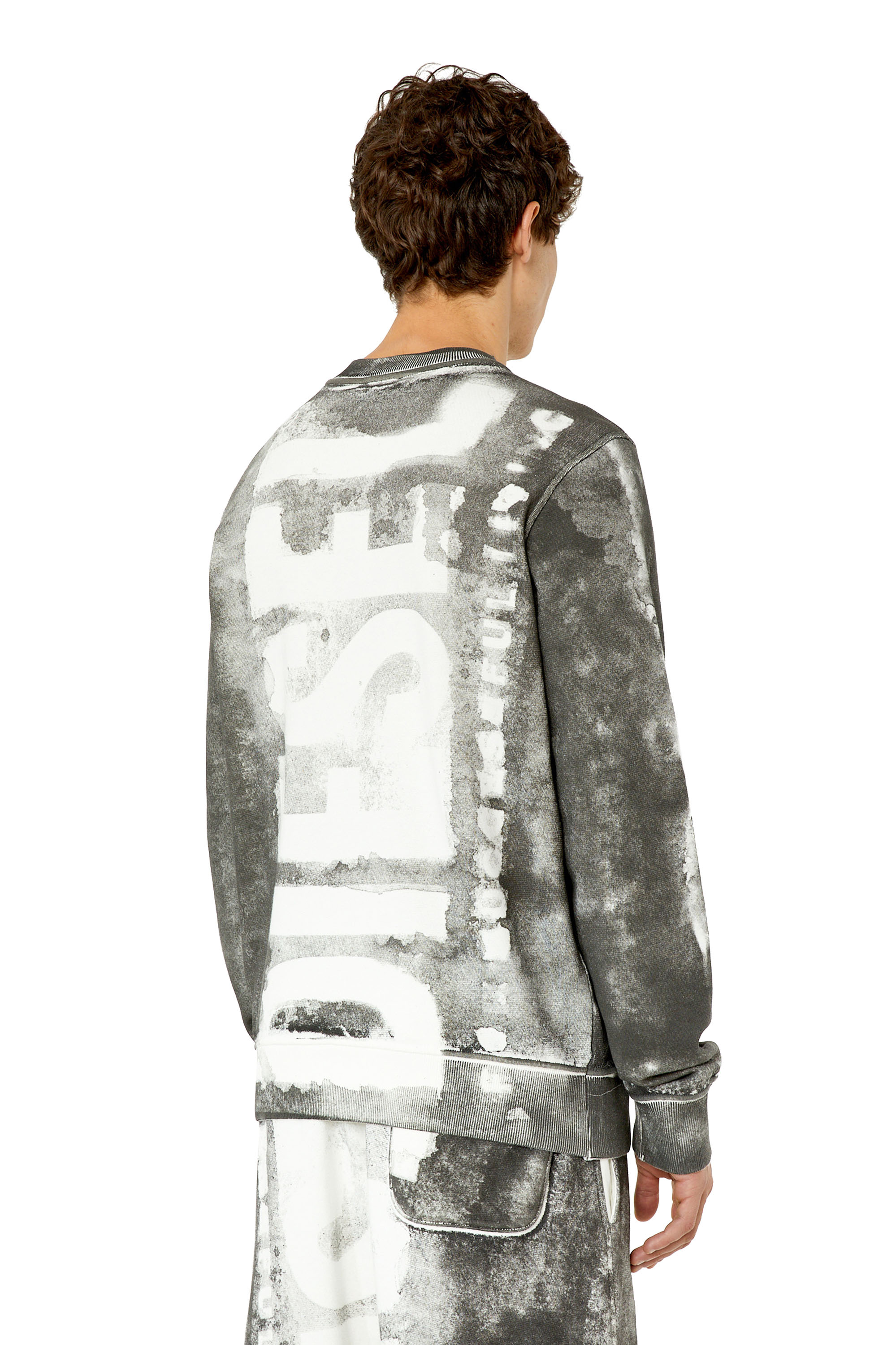 Diesel - S-GINY, Man Logo sweatshirt with colour bleed effect in Grey - Image 3