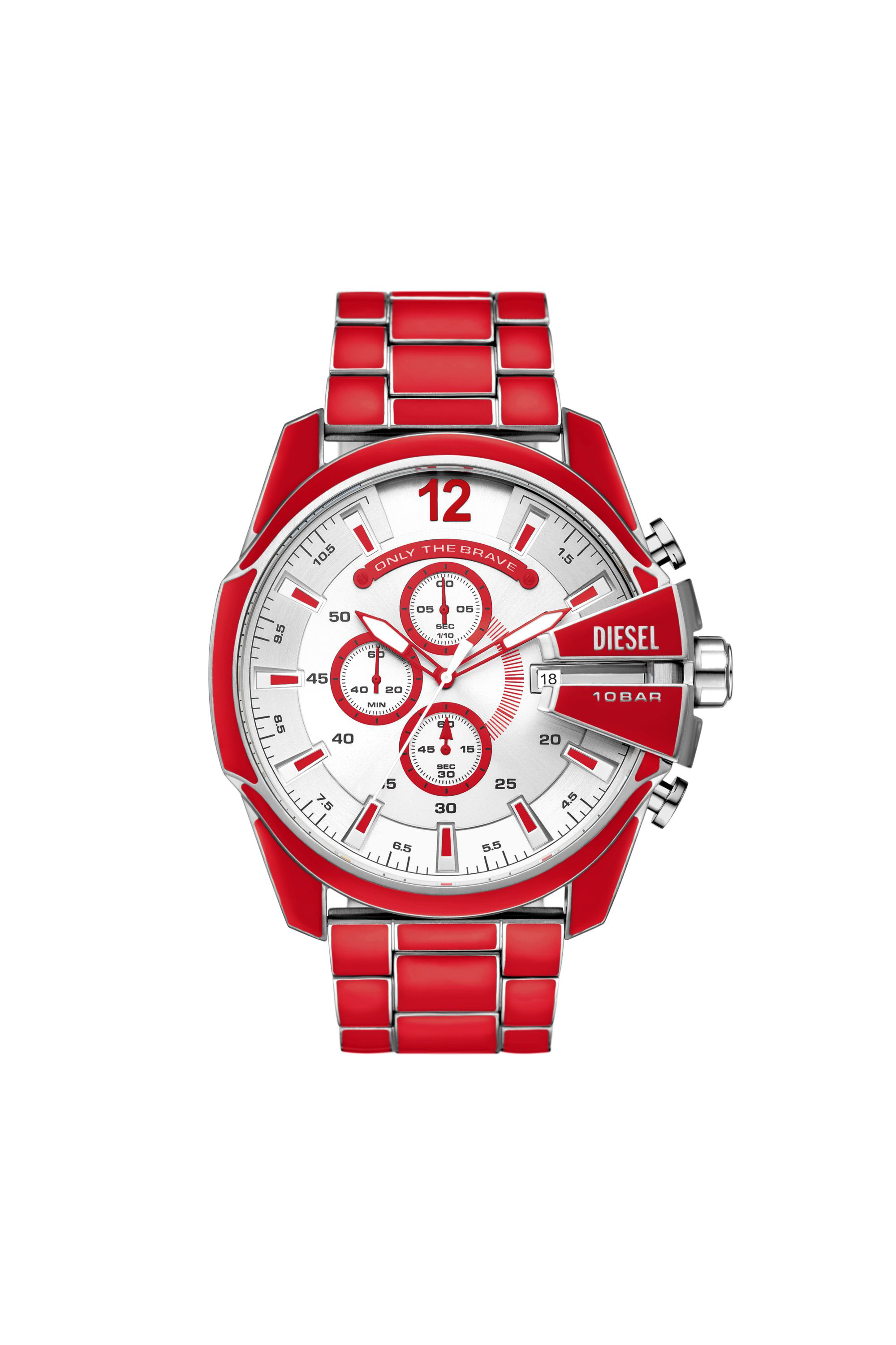 Diesel - DZ4638, Man Mega Chief red enamel and stainless steel watch in Red - Image 1