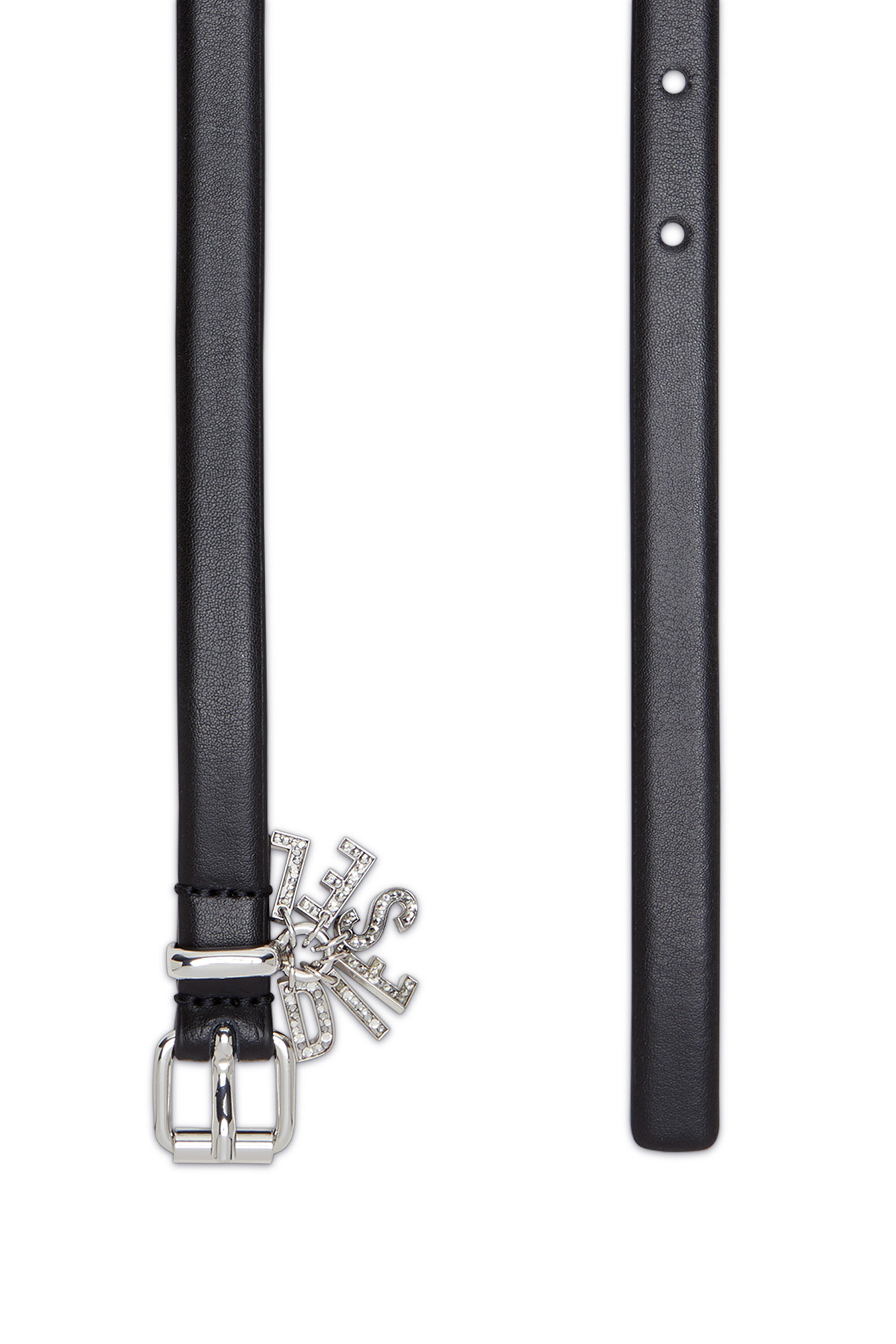 Diesel - B-CHARM-LOOP, Mujer Cinturón de cuero con colgantes con el logotipo de cristal in Negro - Image 2