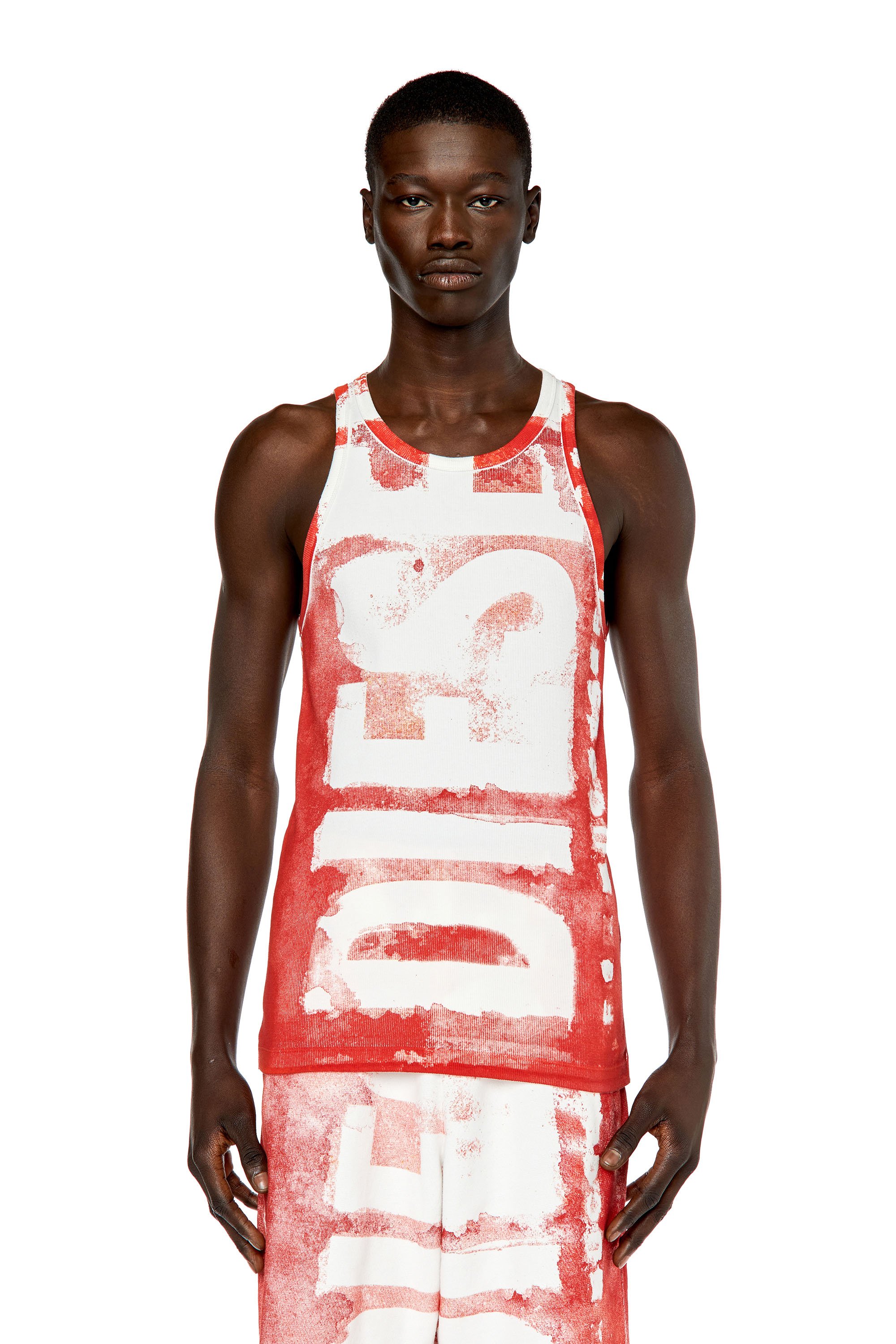 Diesel - T-LIFT-G1, Man Tank top with bleeding logo in Red - Image 1