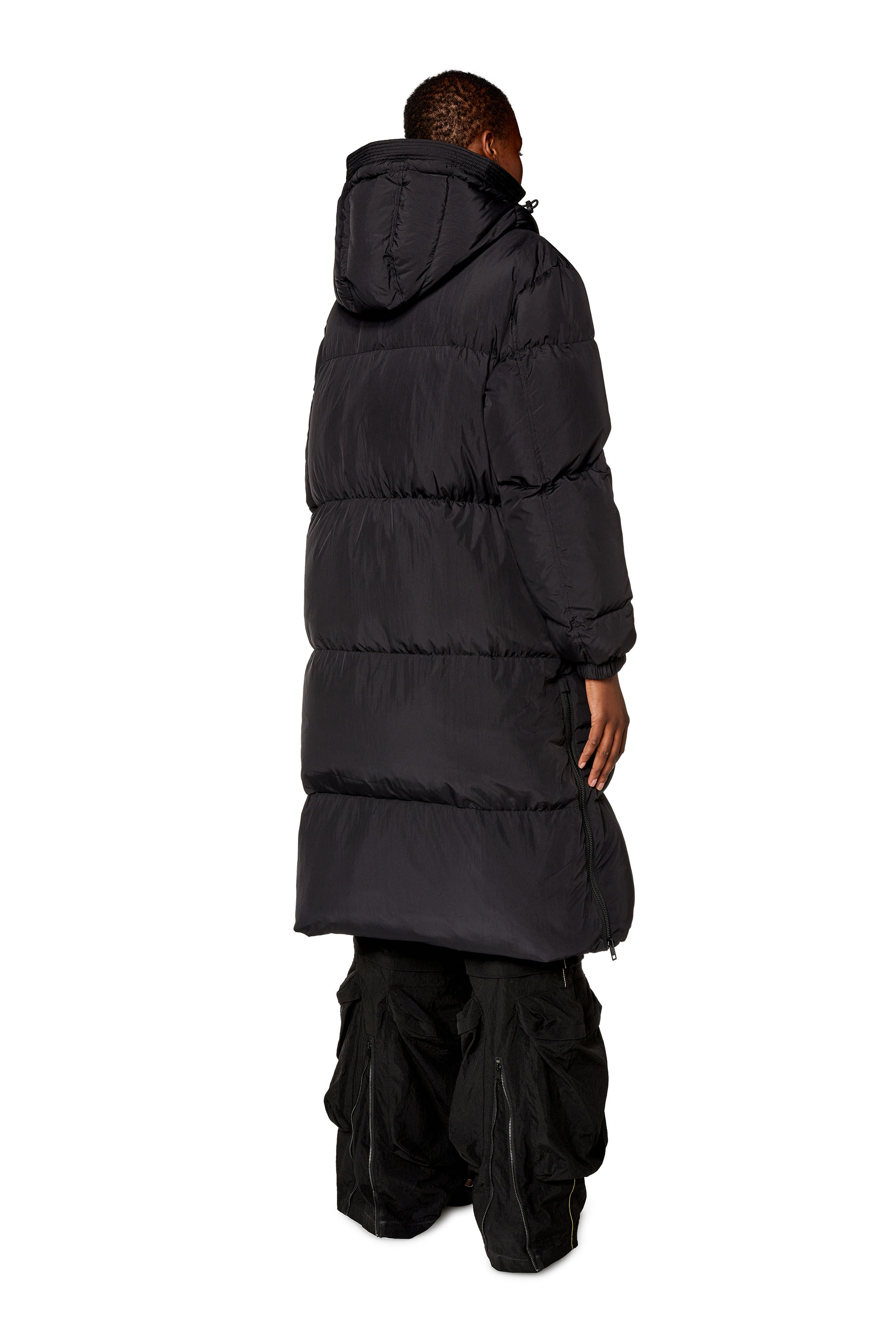 Diesel - W-PEYT, Woman Down coat in recycled nylon taslan in Black - Image 3