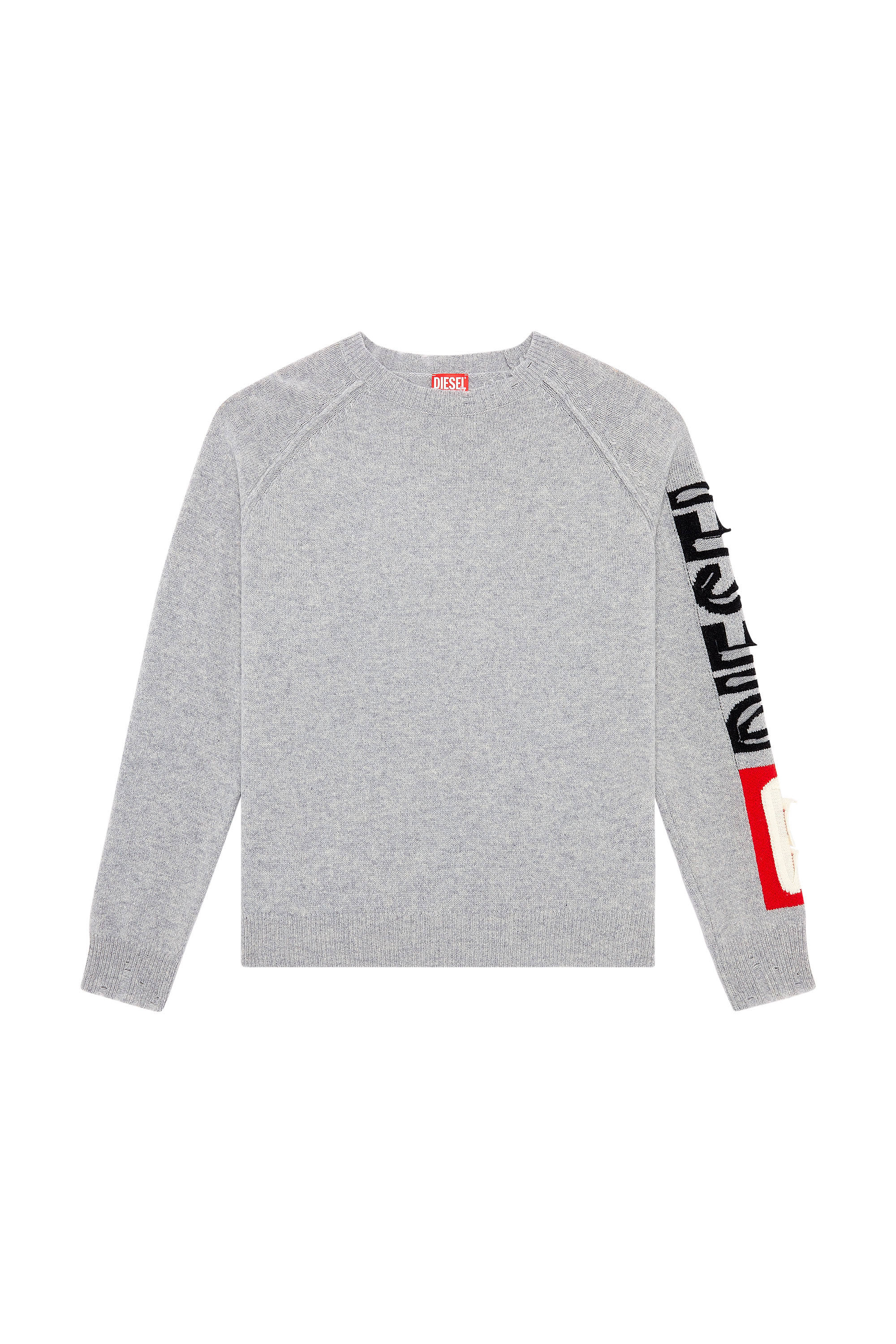 Diesel - K-SARIA, Man Wool sweater with cut-up logo in Grey - Image 4