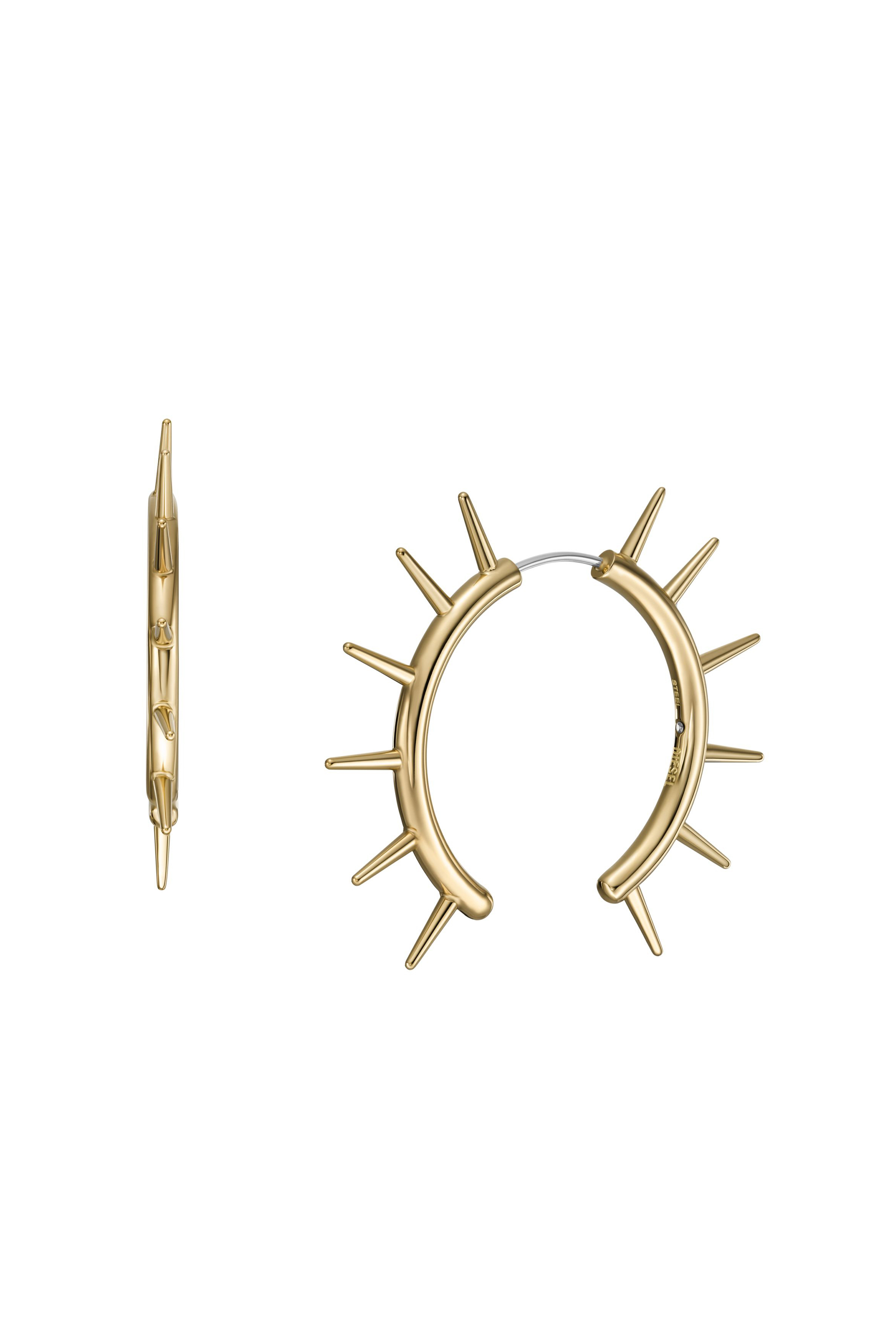 Diesel - DX1452710, Unisex Gold-Tone Stainless Steel Front to Back Earrings in Oro - Image 1