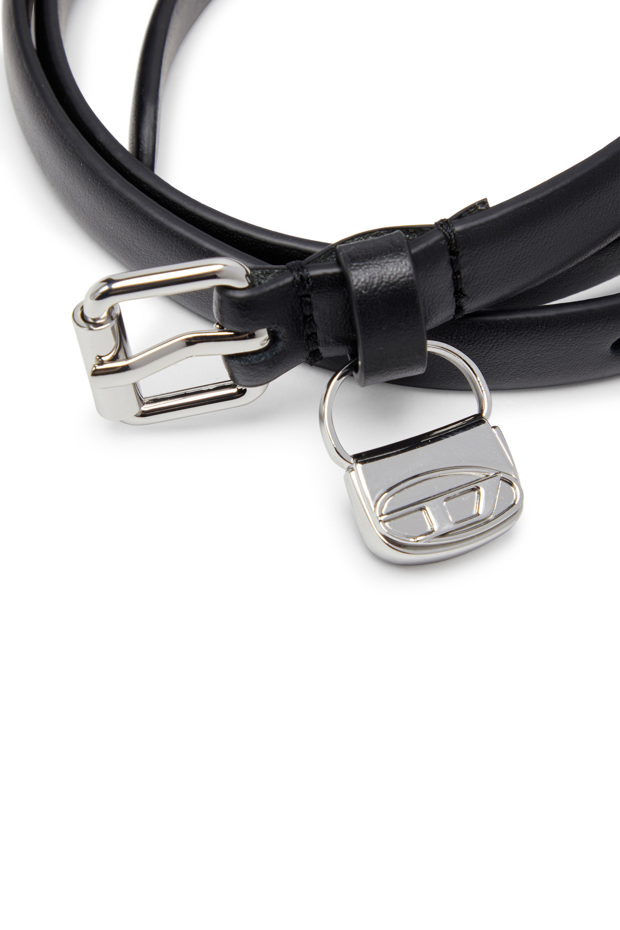 Diesel - B-CHARM HIP, Mujer Cinturón de cuero delgado con colgante de bolso 1DR in Negro - Image 3