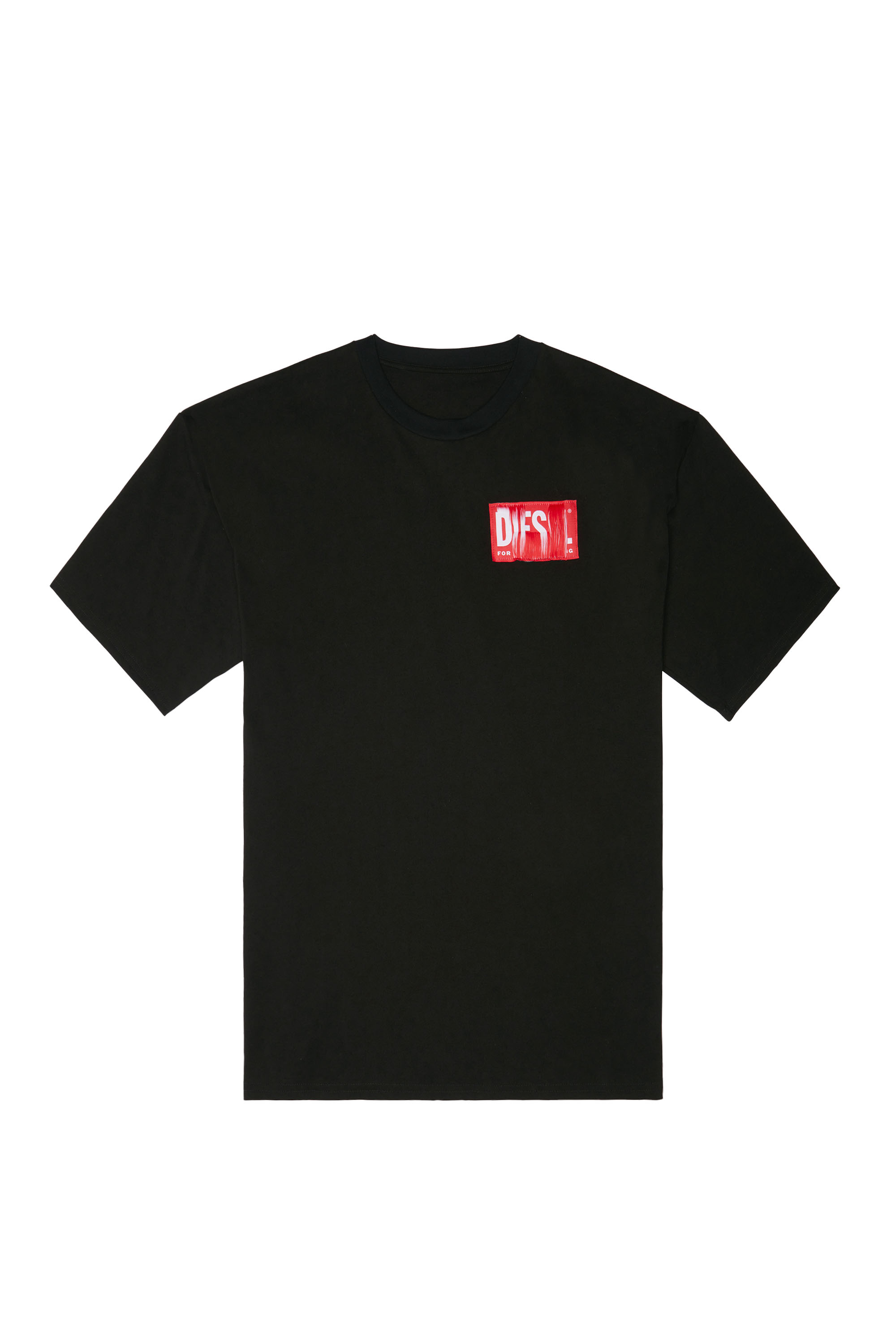 Diesel - T-NLABEL, Man T-shirt with frayed logo patch in Black - Image 5