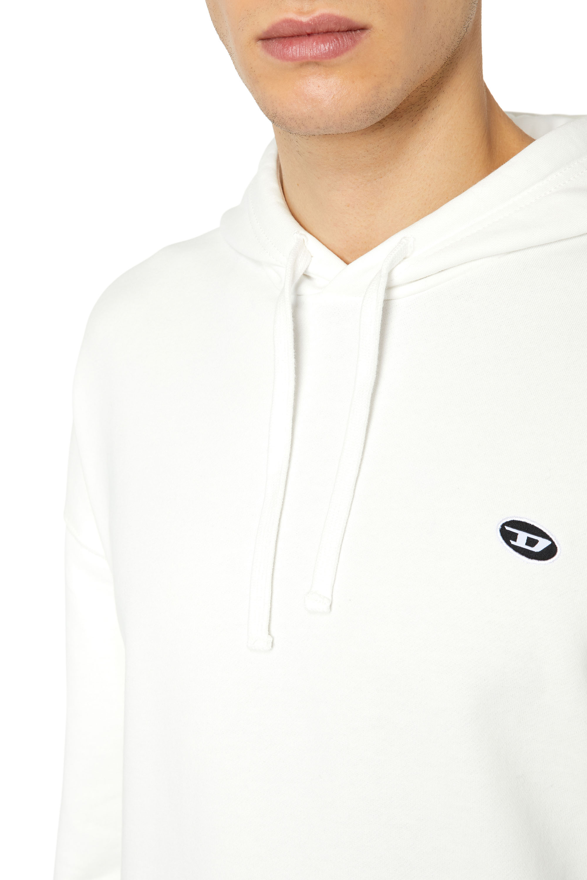 Diesel - S-ROB-HOOD-DOVAL-PJ, Man Hoodie with oval D patch in White - Image 4