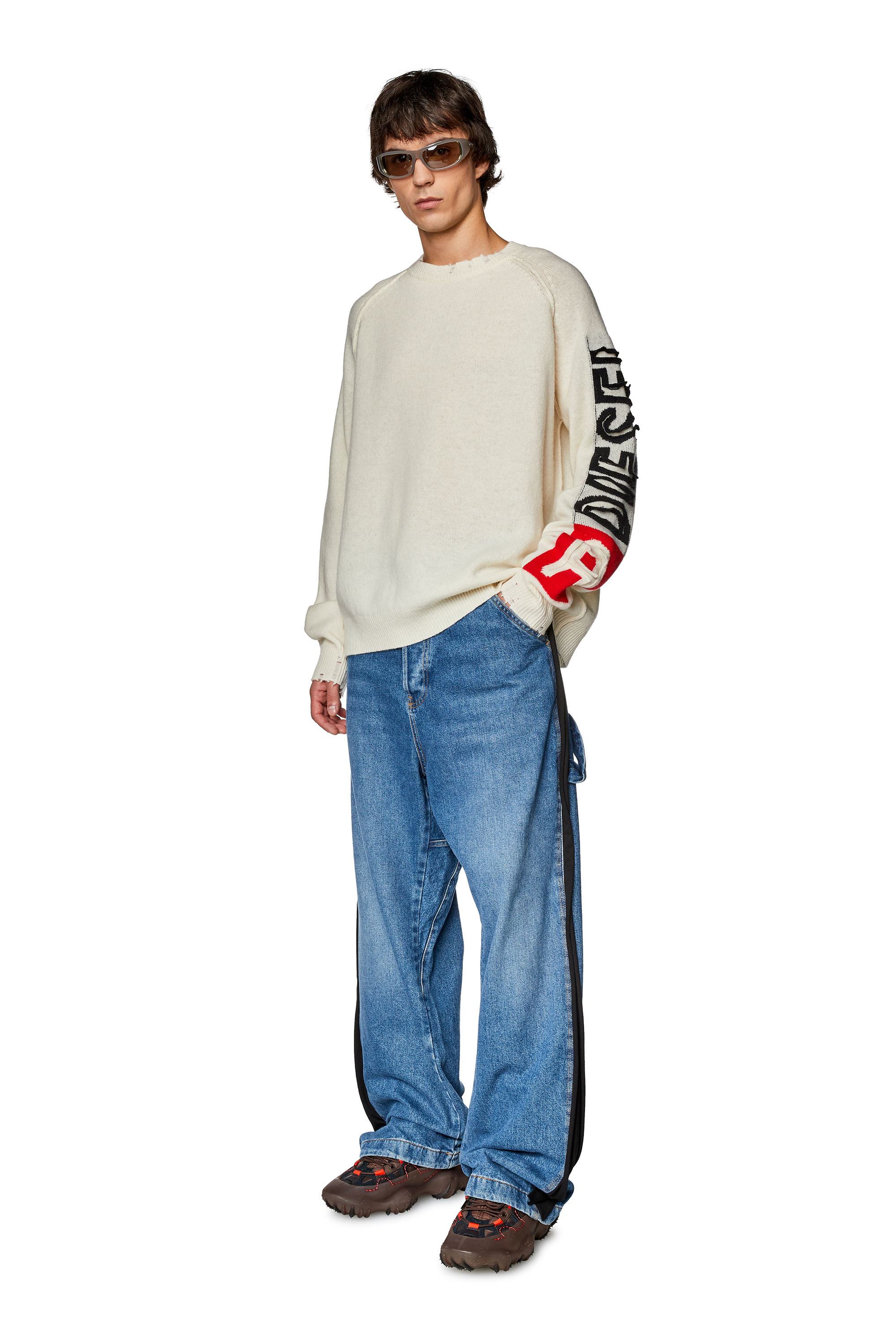 Diesel - K-SARIA, Man Wool sweater with cut-up logo in White - Image 3