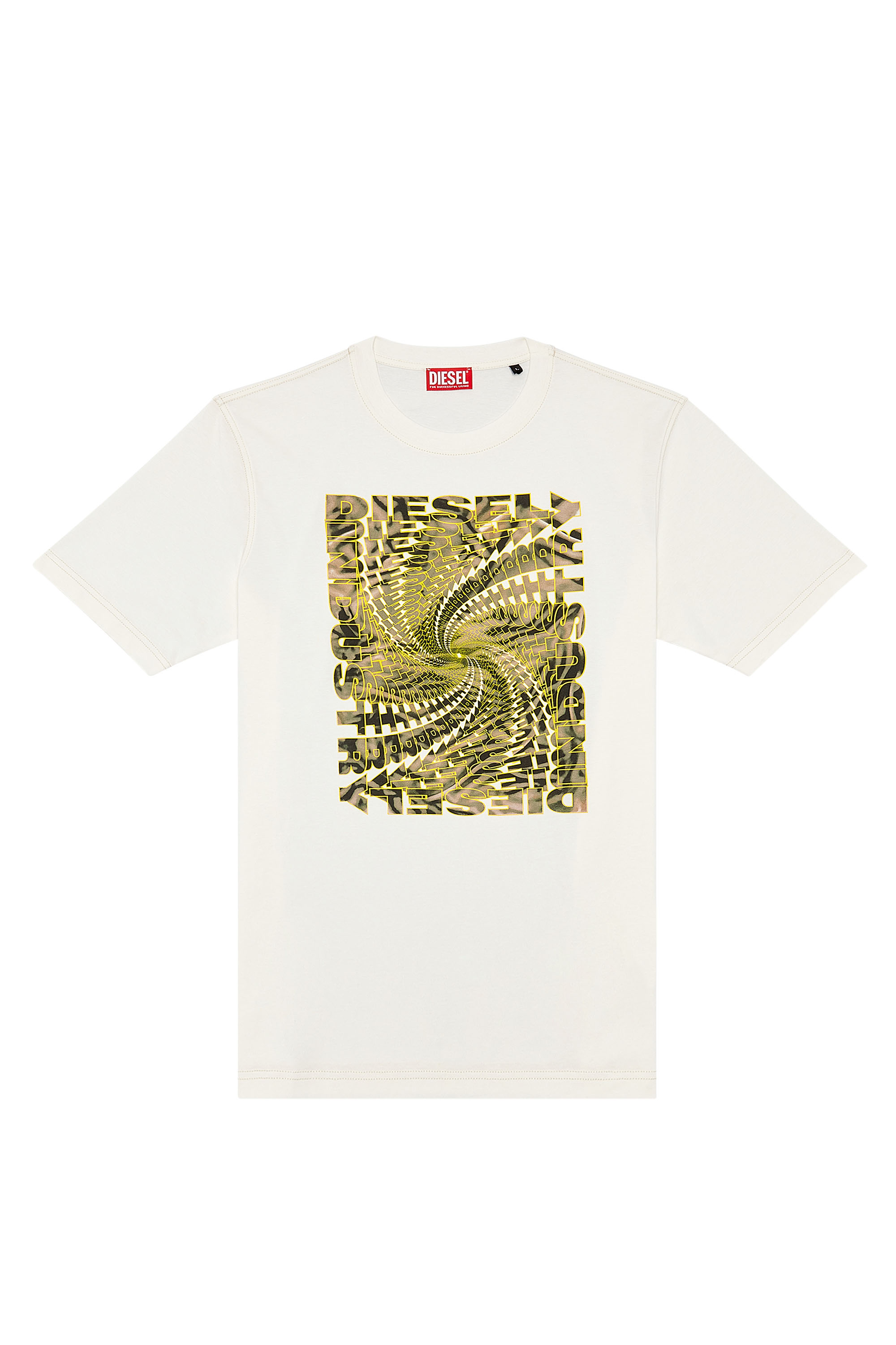 Diesel - T-JUST-N12, Man T-shirt with zebra-camo optical logo print in White - Image 4