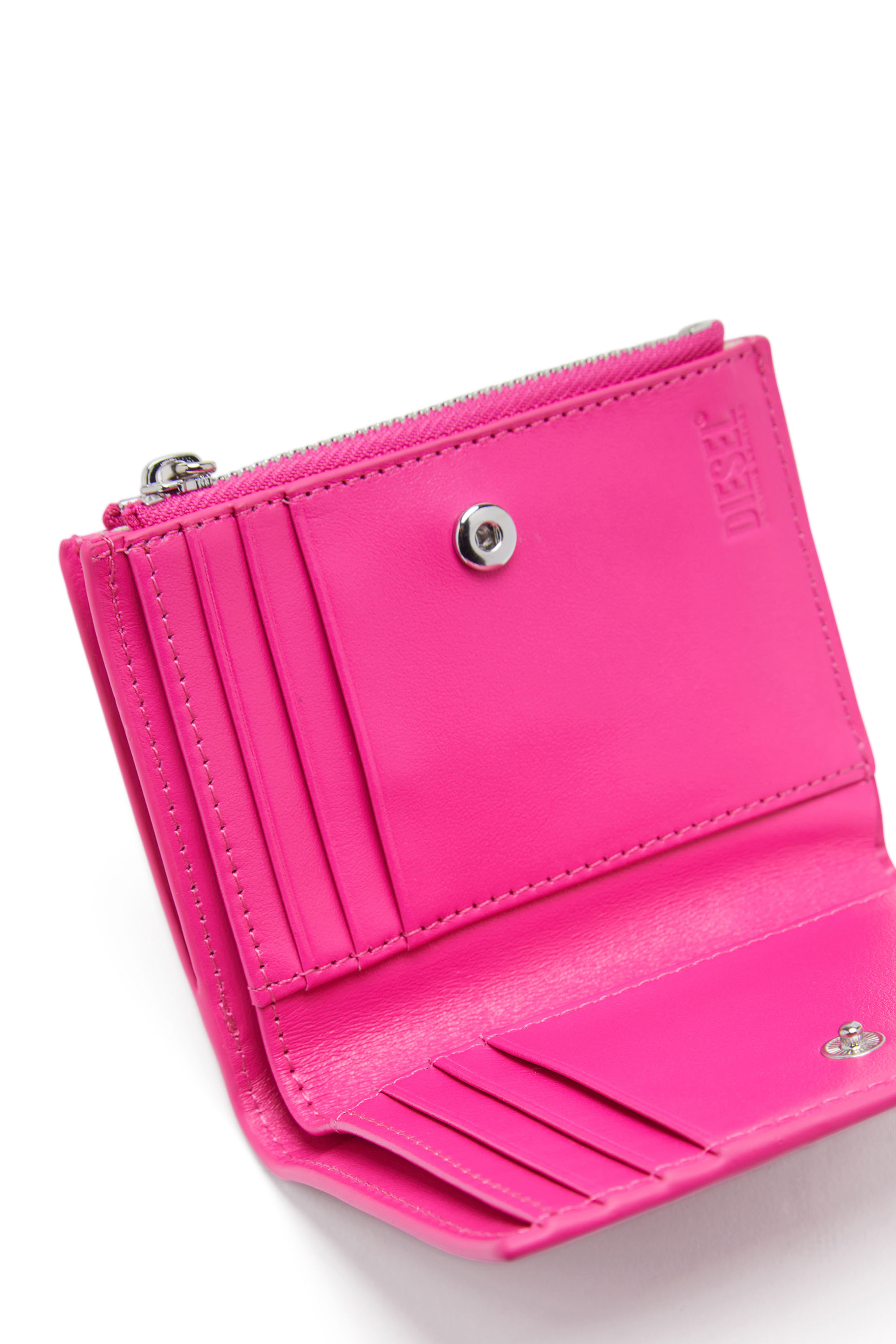 Diesel - 1DR-FOLD BI-FOLD ZIP II, Woman Small leather wallet with embossed logo in Pink - Image 3