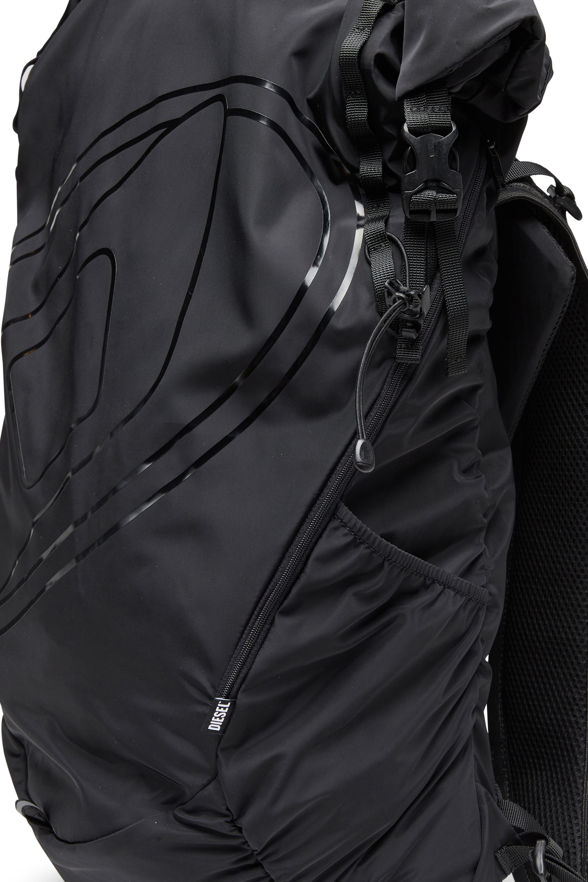 Diesel - DRAPE BACKPACK, Man Drape-Nylon roll-top backpack in Black - Image 5