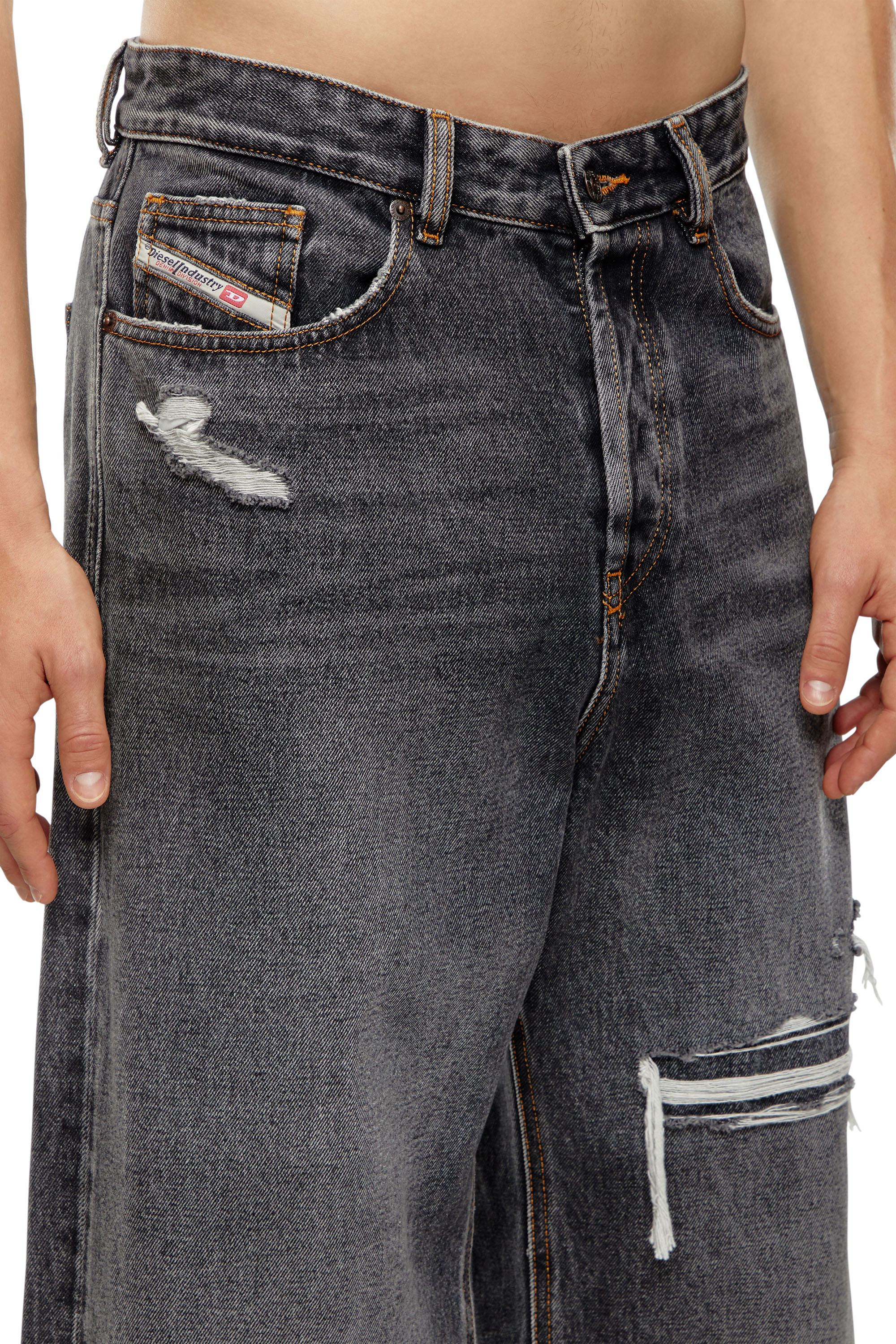 Diesel - Man Straight Jeans D-Rise 007F6, Black/Dark grey - Image 5