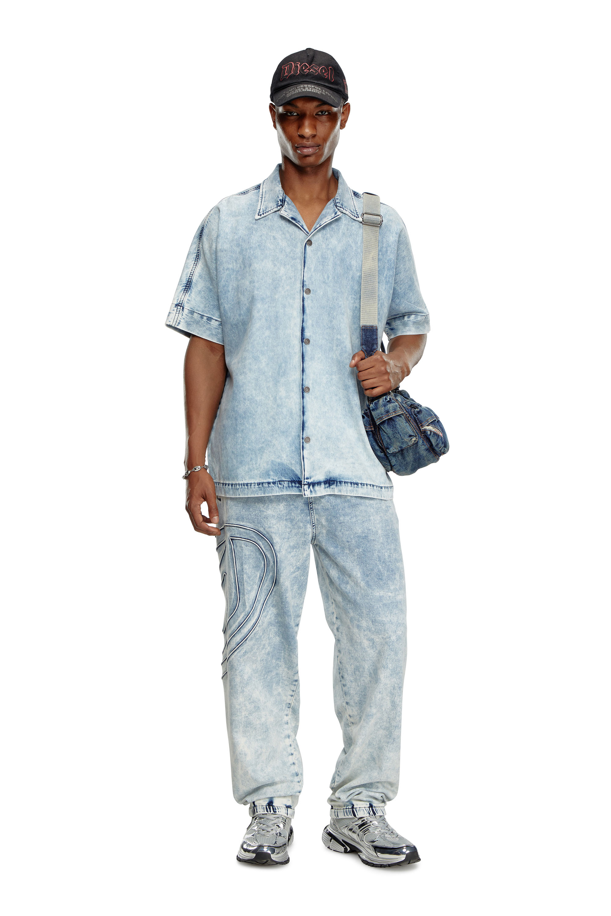 Diesel - D-NABIL-S, Man Denim bowling shirt with Oval D in Blue - Image 2