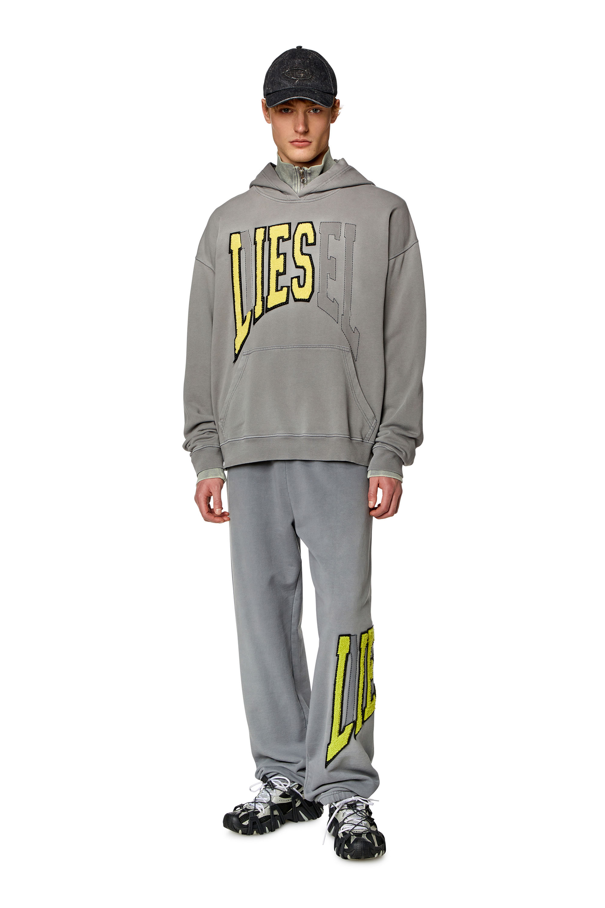 Diesel - S-BOXT-HOOD, Man College hoodie with LIES patches in Grey - Image 2