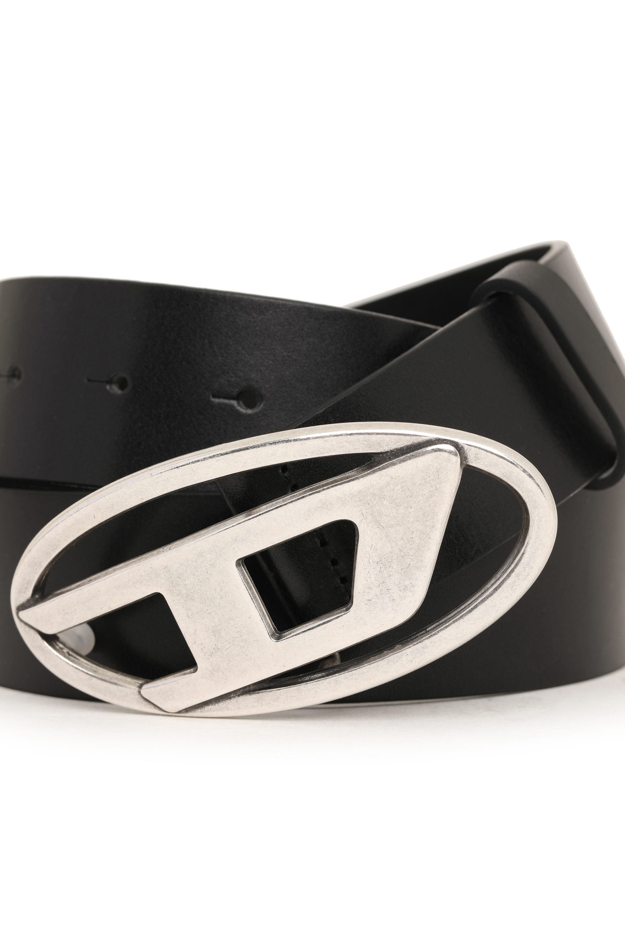 Diesel - B-1DR, Man Leather belt with D buckle in Black - Image 4