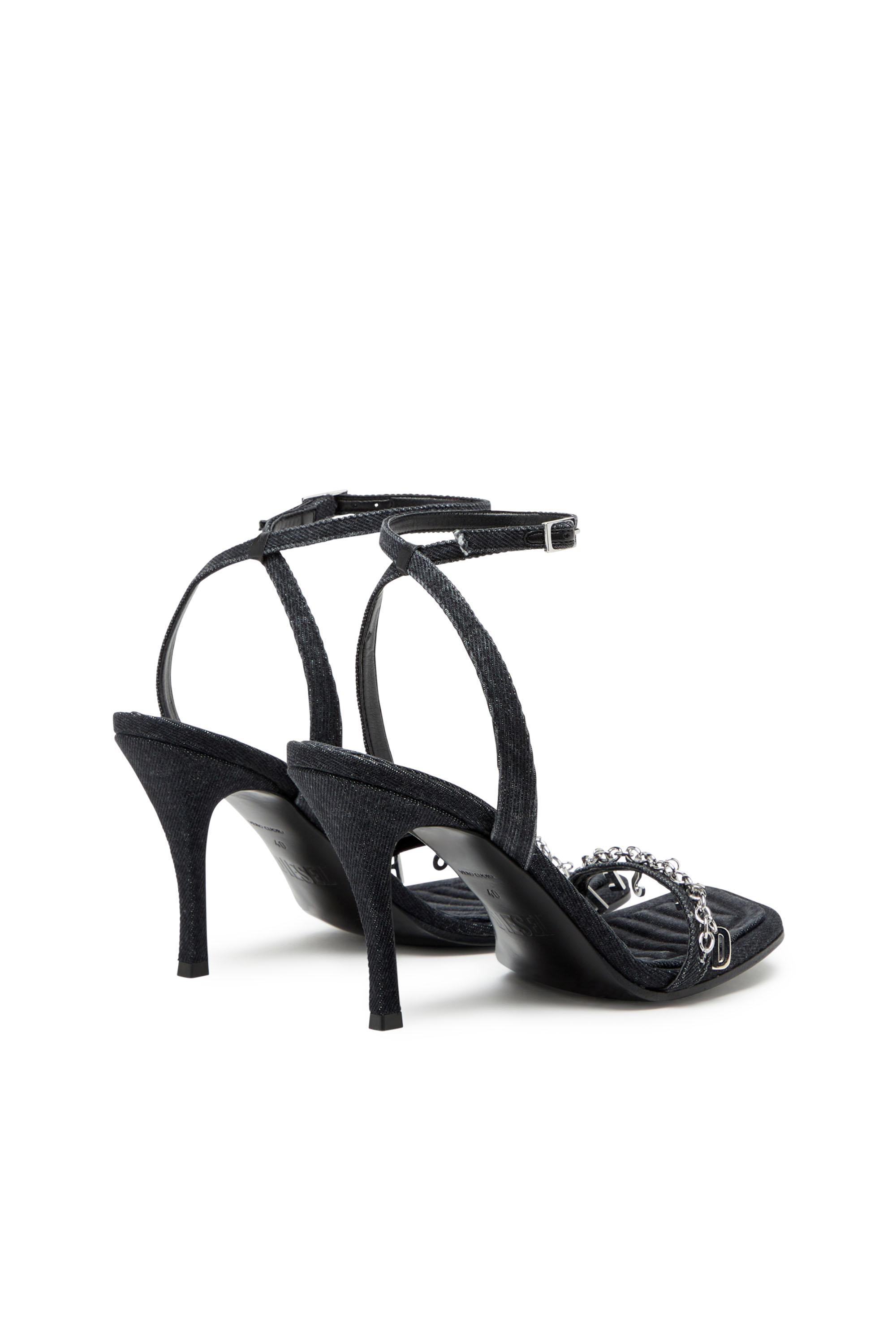 Diesel - D-VINA SDL, Woman D-Vina Sdl Sandals - Denim sandals with Diesel charms in Black - Image 3