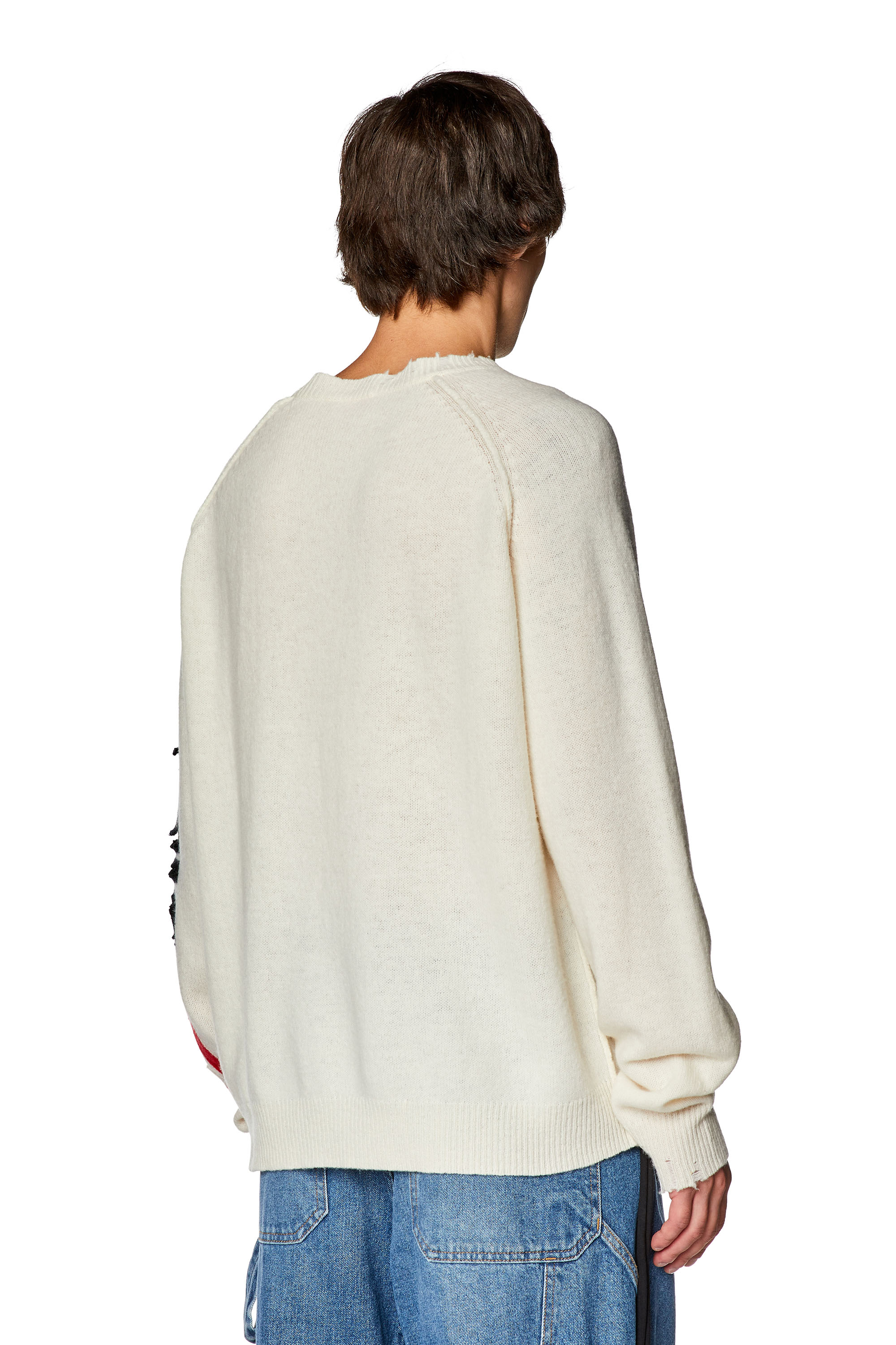 Diesel - K-SARIA, Man Wool sweater with cut-up logo in White - Image 2