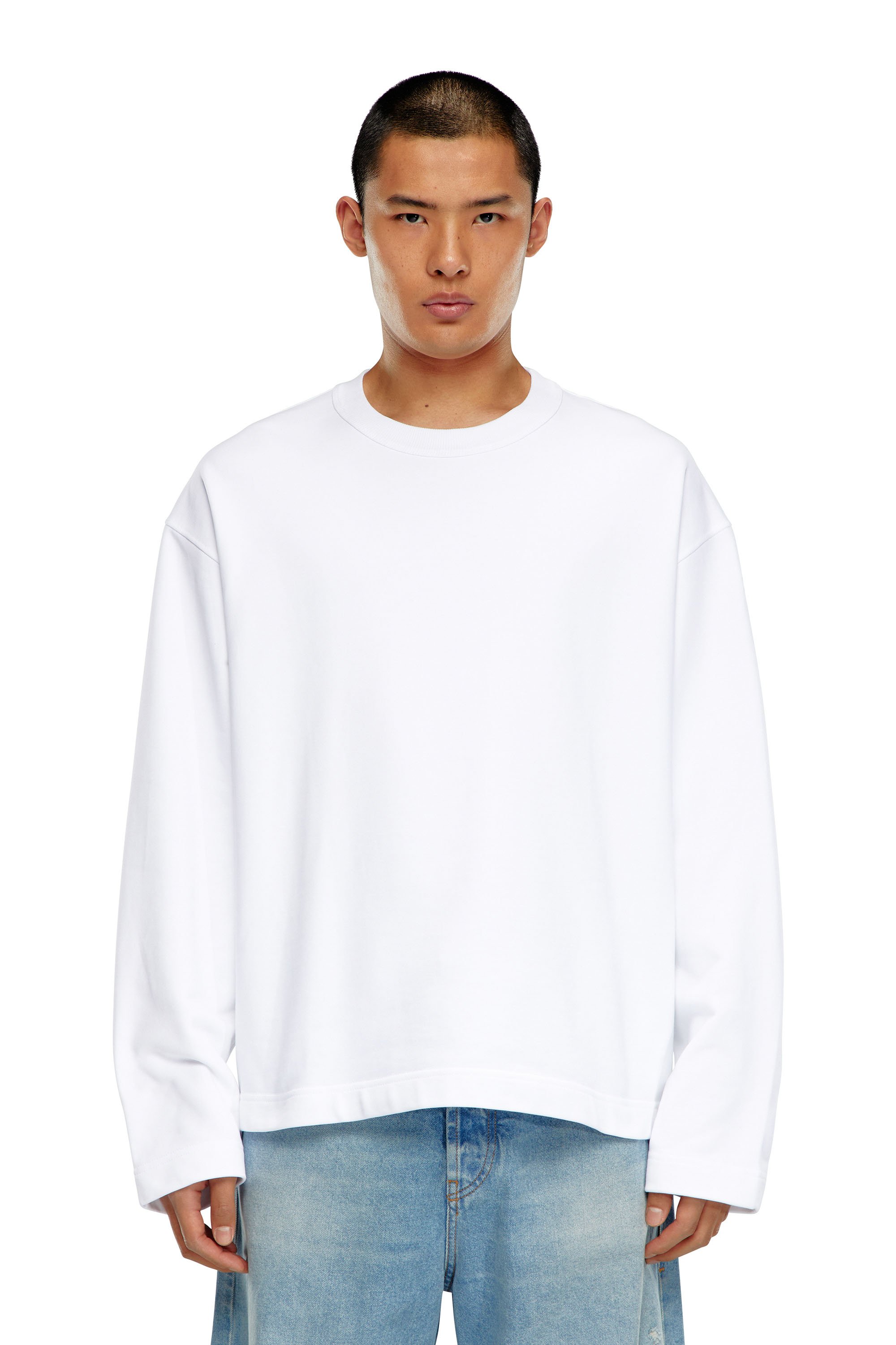 Diesel - S-MACSIS-OD, Man Oversized sweatshirt with metallic logo in White - Image 1