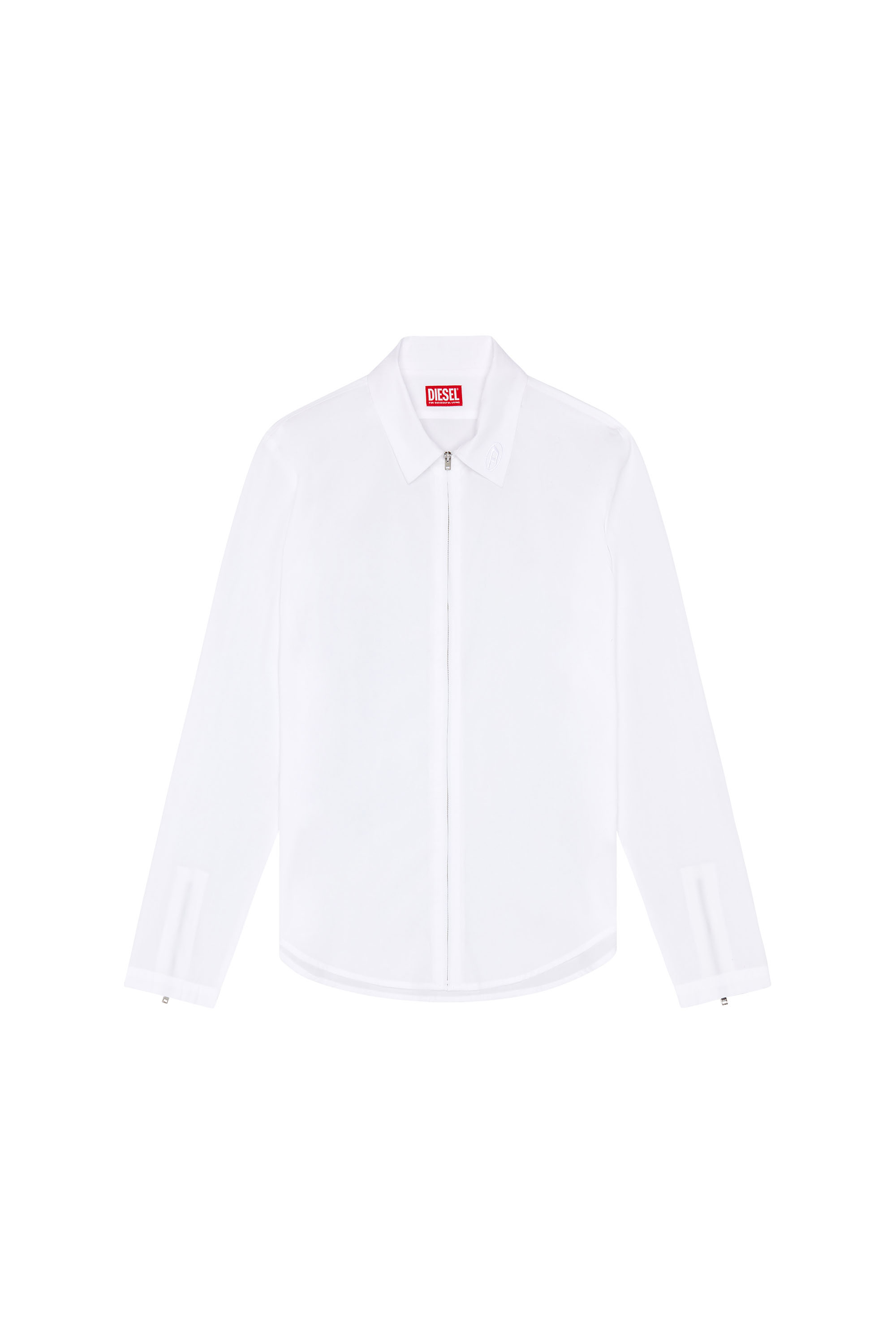Diesel - S-STUCK, Man Logo-embroidered zip shirt in White - Image 4