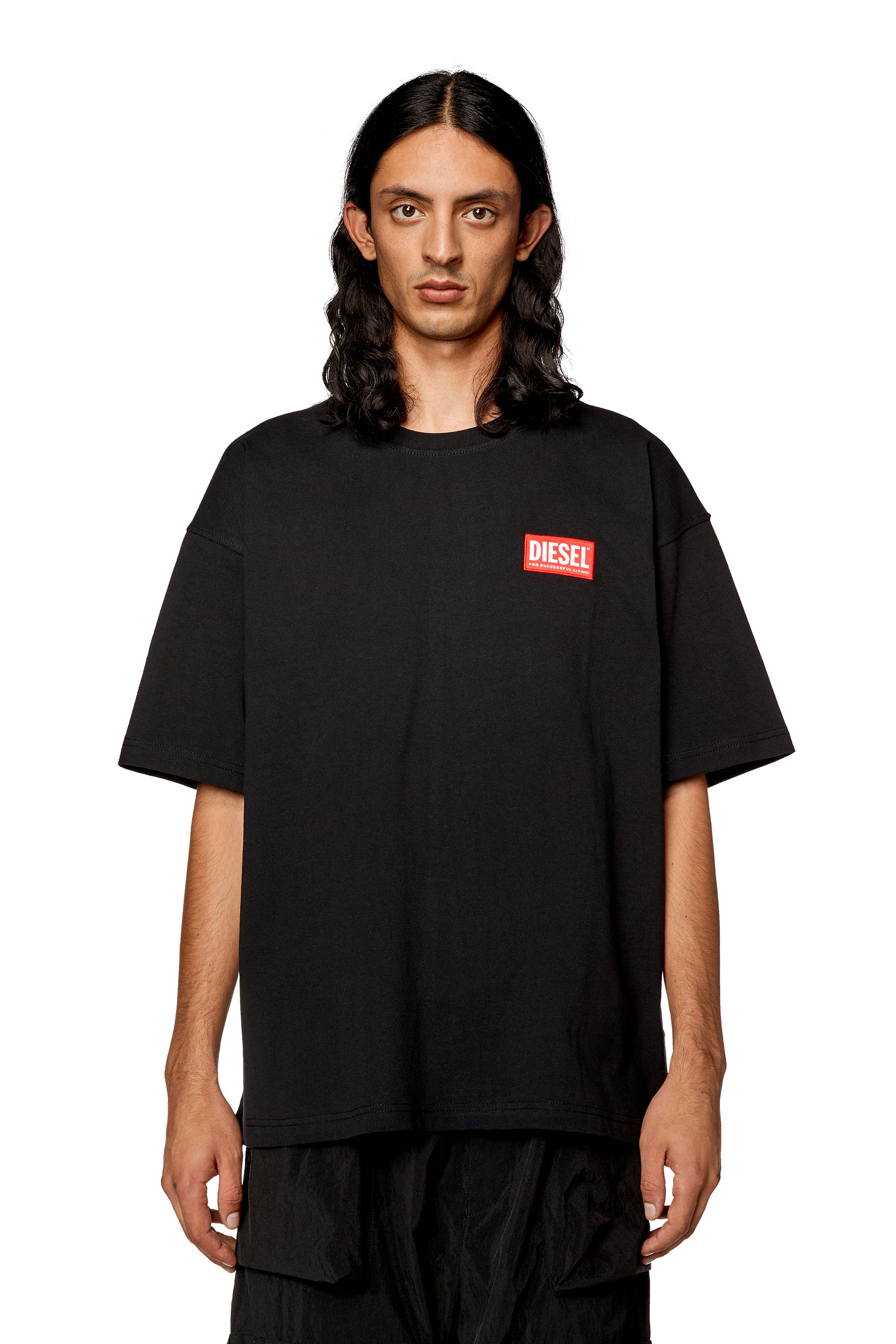Diesel - T-NLABEL-L1, Man T-shirt with logo patch in Black - Image 3