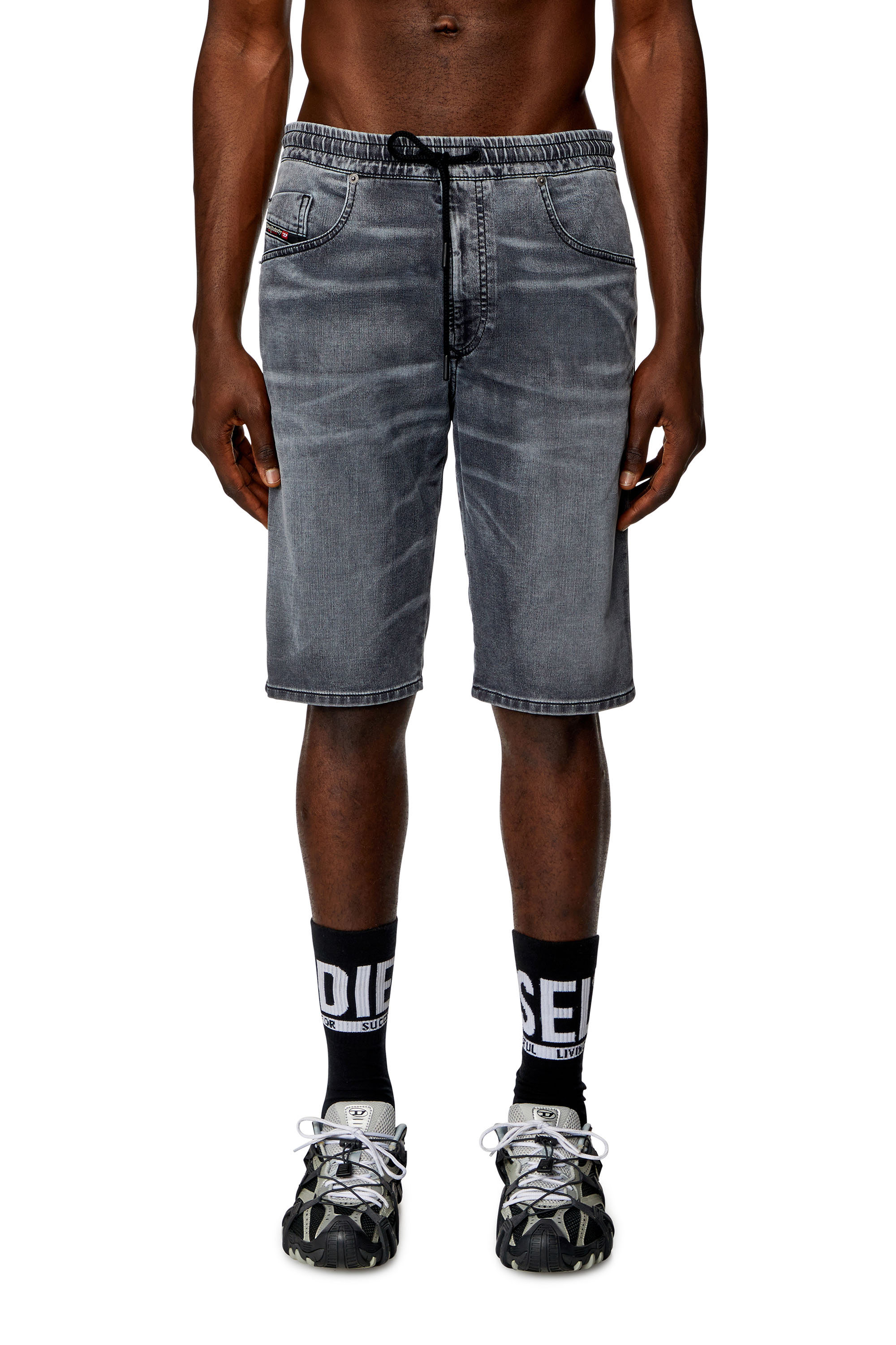 Diesel - 2033 D-KROOLEY-SHORT JOGG, Man Chino shorts in JoggJeans in Black - Image 1