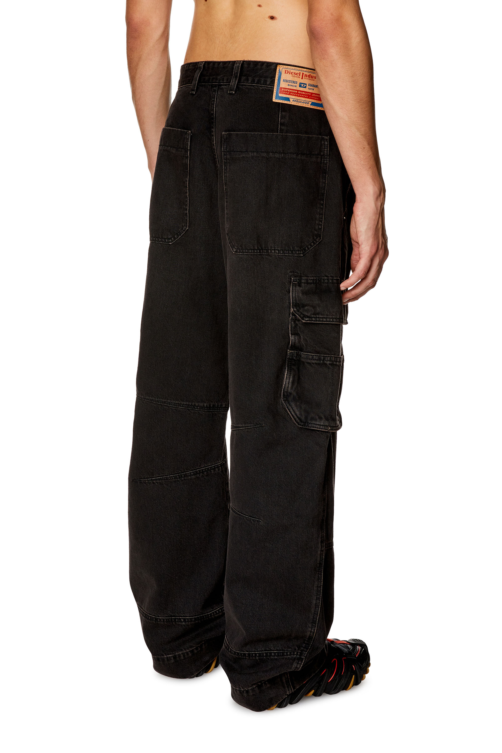 Diesel - Man Straight Jeans D-Fish 0KIAG, Black/Dark grey - Image 3