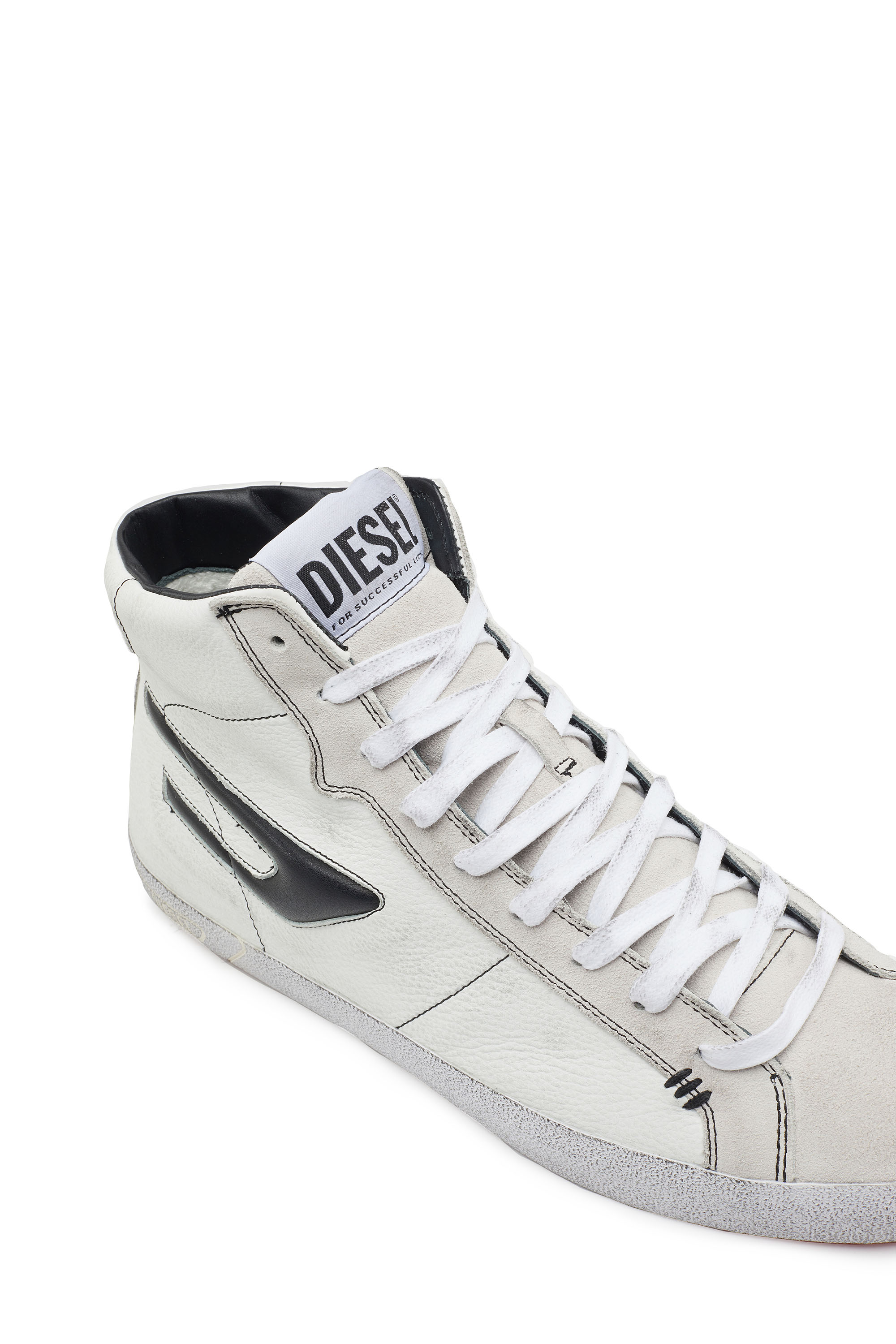 Diesel - S-LEROJI MID, Man S-Leroji Mid - High-top leather sneakers with D logo in White - Image 6