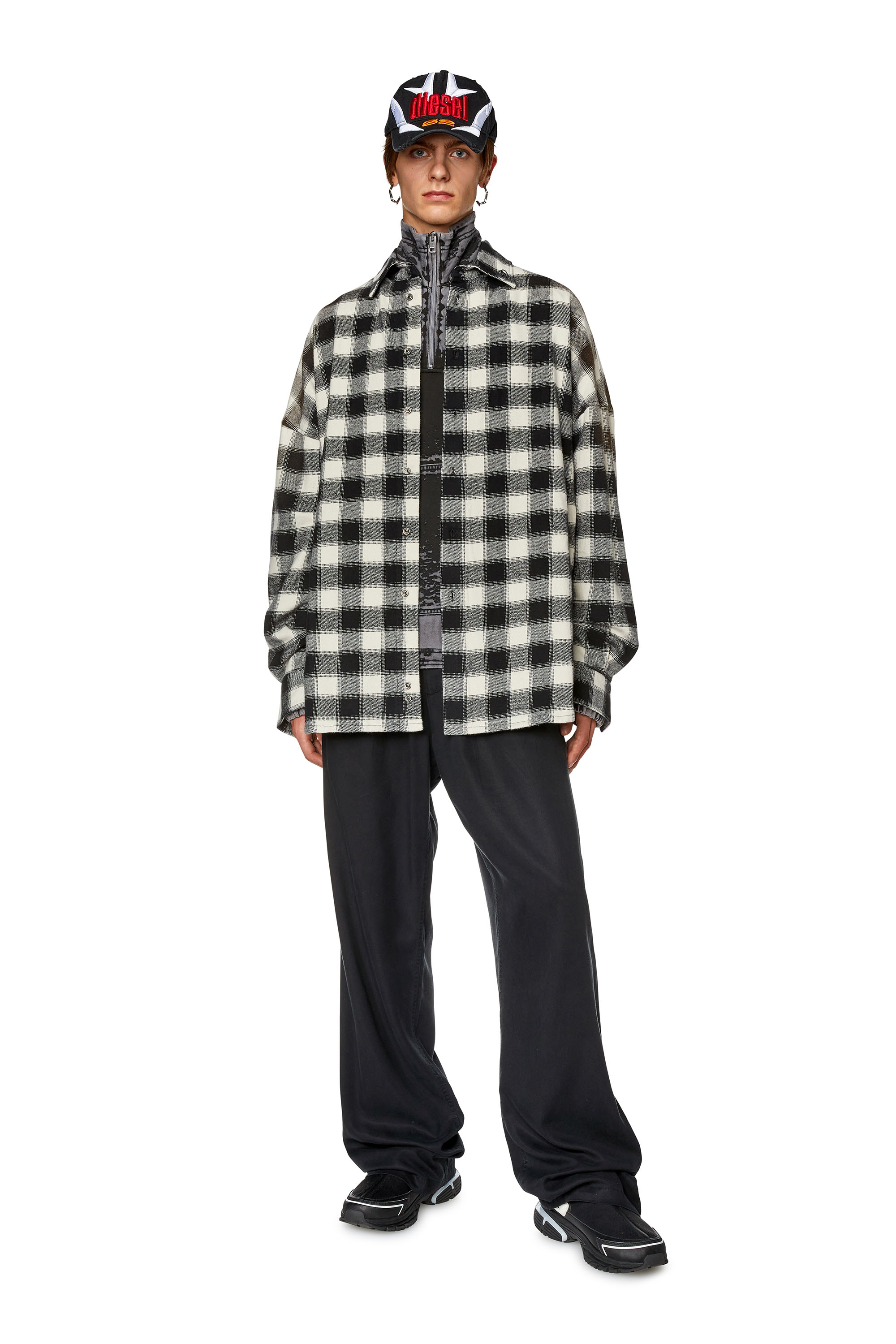 Diesel - S-LIMO-PKT, Man Checked shirt with collar embroidery in Multicolor - Image 2
