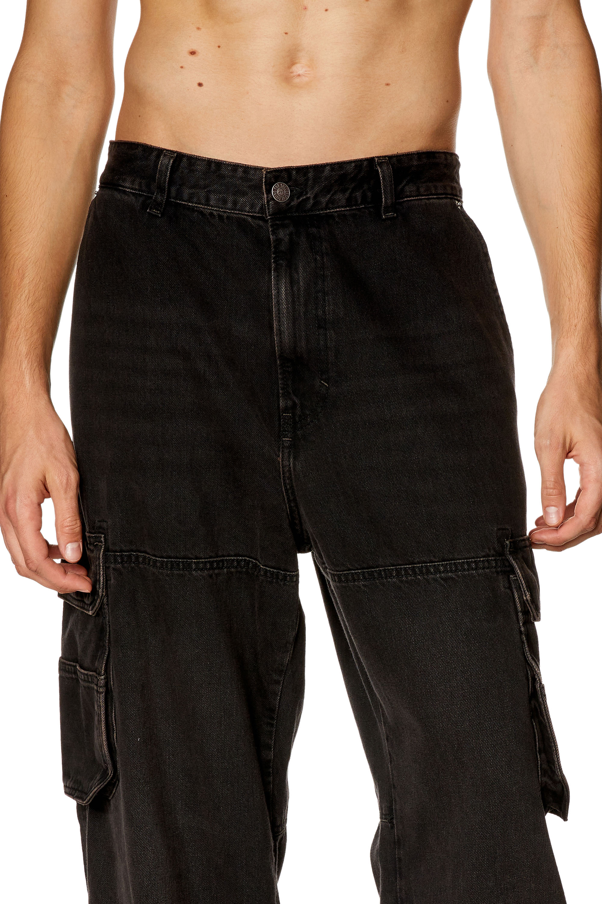 Diesel - Man Straight Jeans D-Fish 0KIAG, Black/Dark grey - Image 4