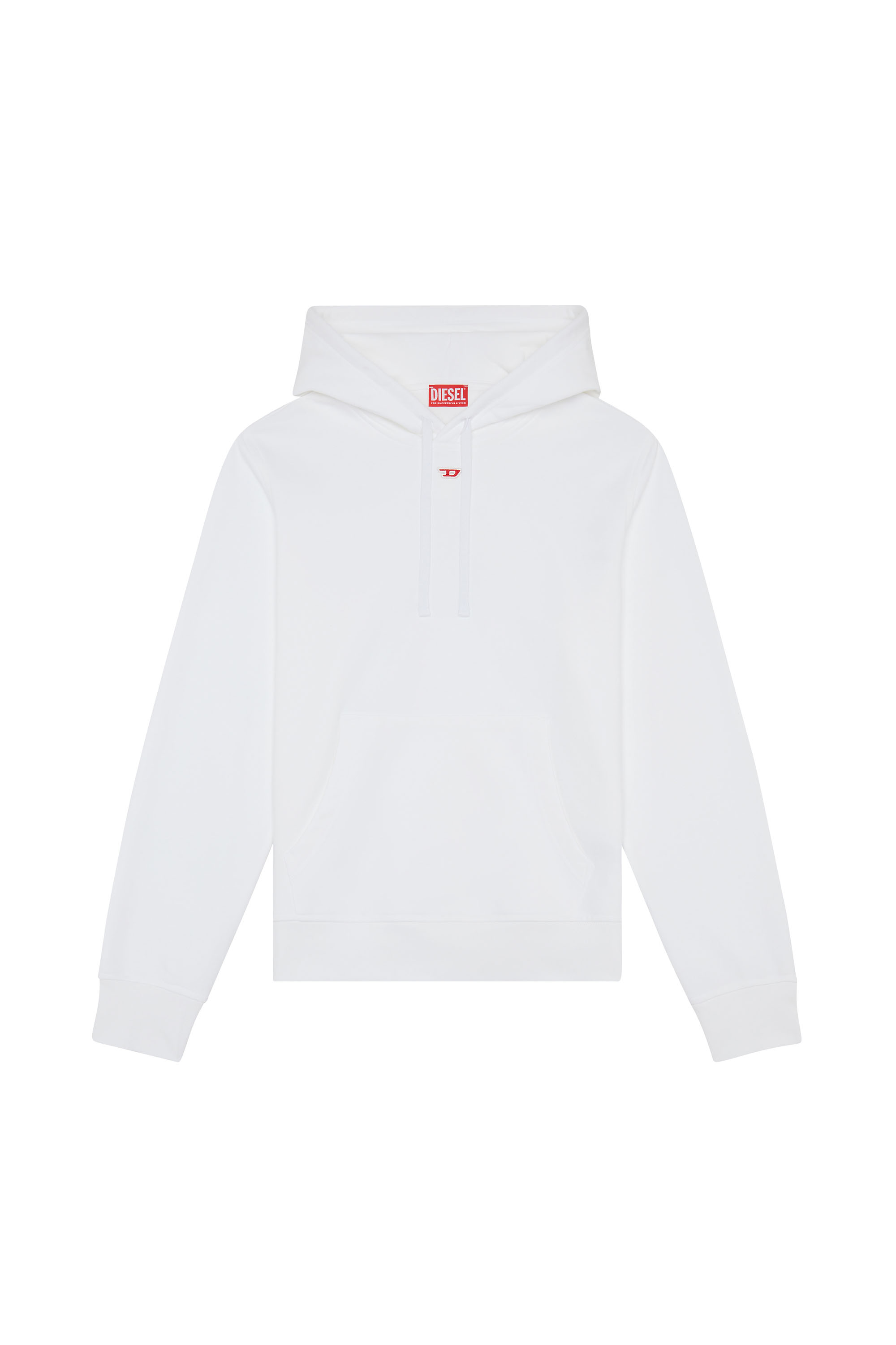 Diesel - S-GINN-HOOD-D, Man Cotton hoodie with mini D patch in White - Image 5