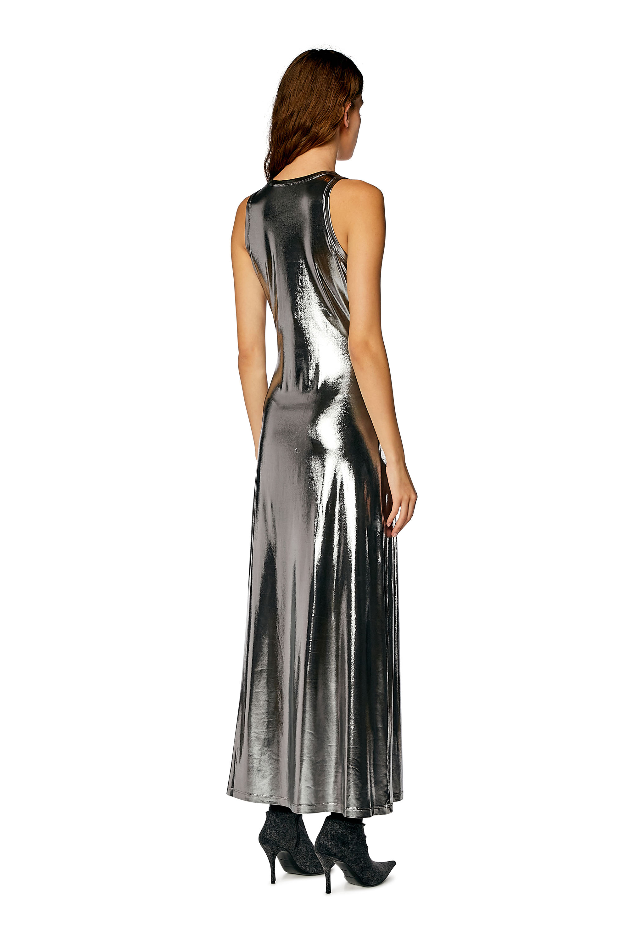 Diesel - D-LYNY, Mujer Vestido midi de tejido elástico metálico in Plateado - Image 2