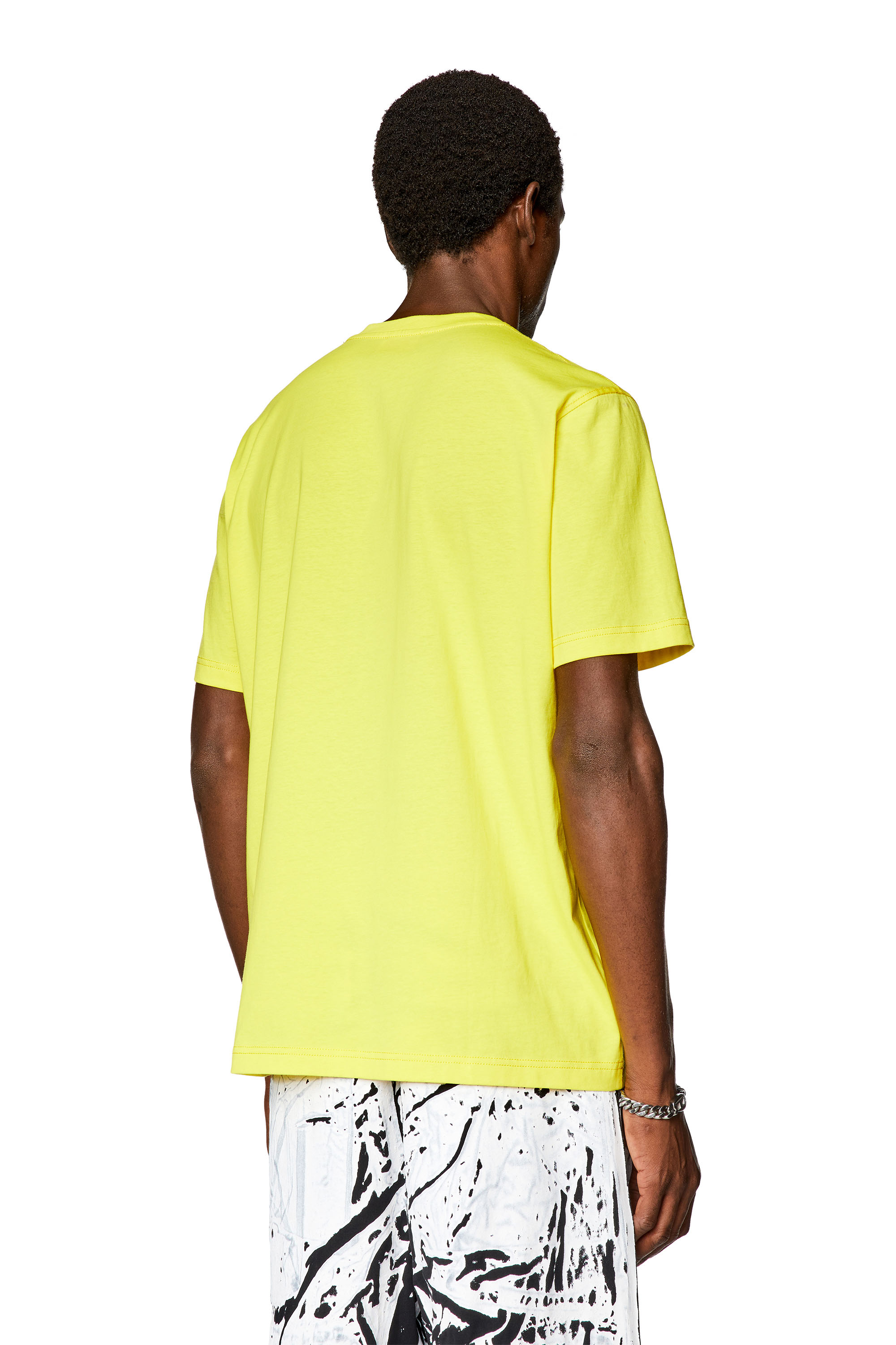 Diesel - T-JUST-N10, Man T-shirt with contrasting Diesel prints in Yellow - Image 2