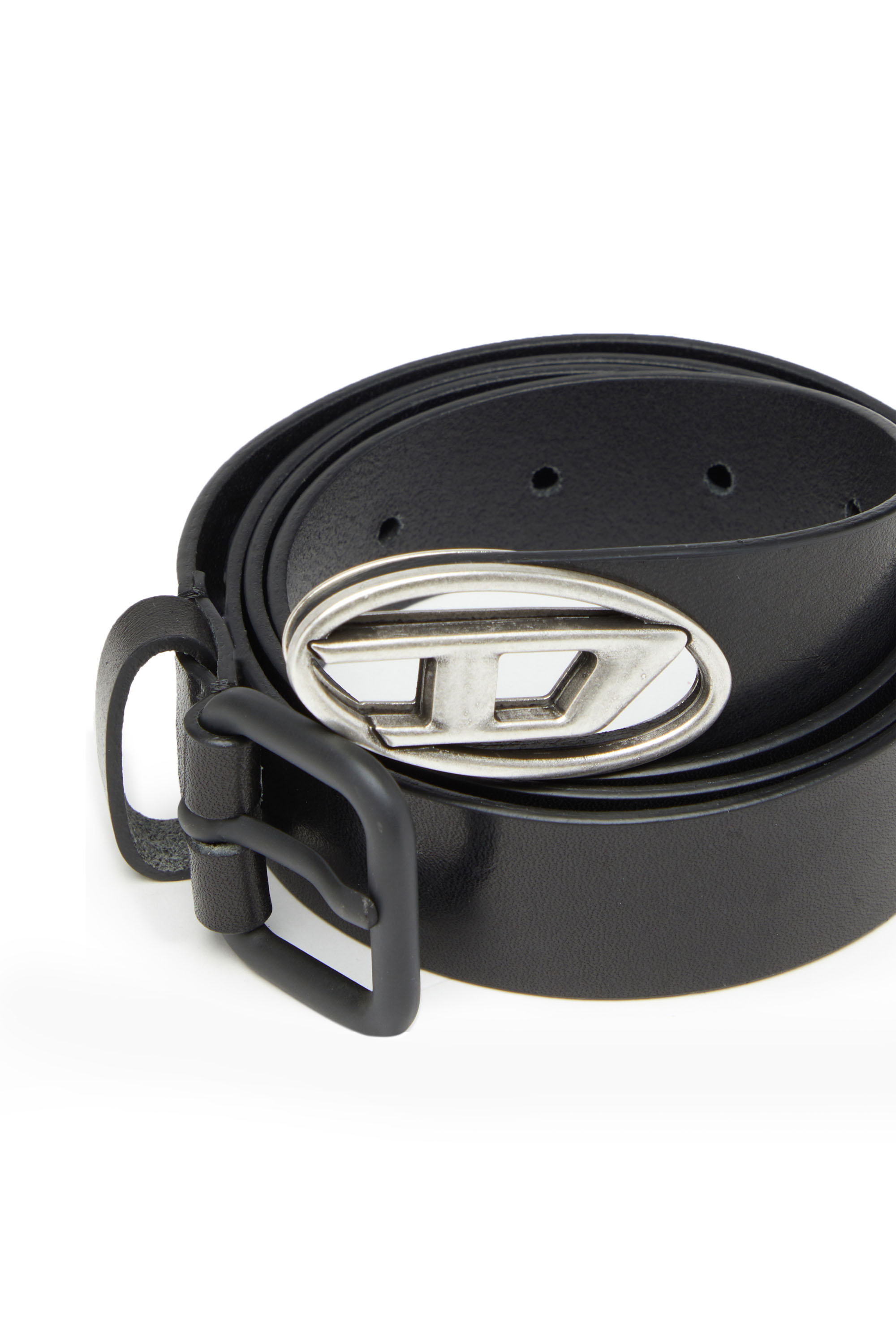 Diesel - B-INLAY, Unisex Cinturón de cuero con logotipo oval D in Negro - Image 3