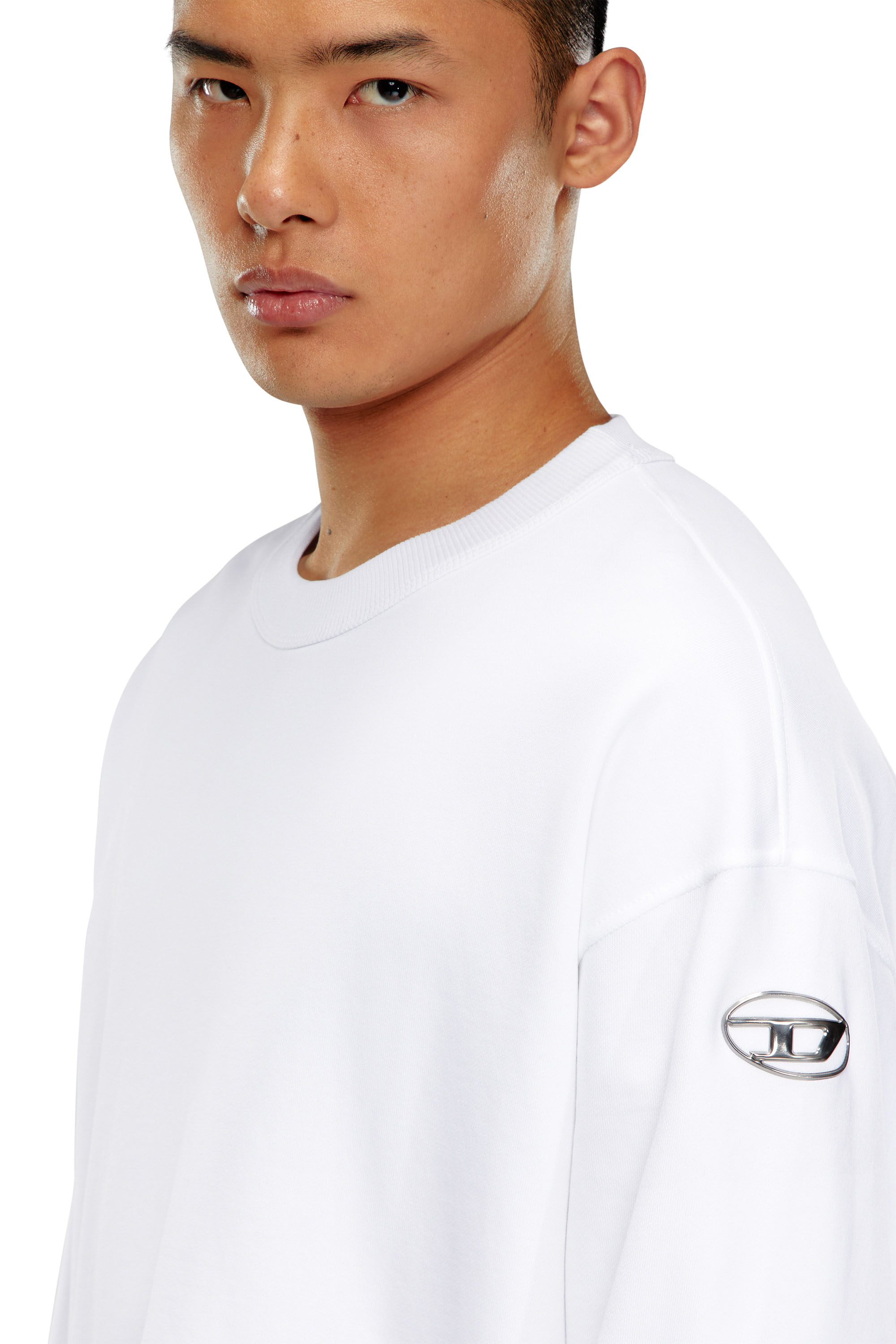 Diesel - S-MACSIS-OD, Man Oversized sweatshirt with metallic logo in White - Image 4