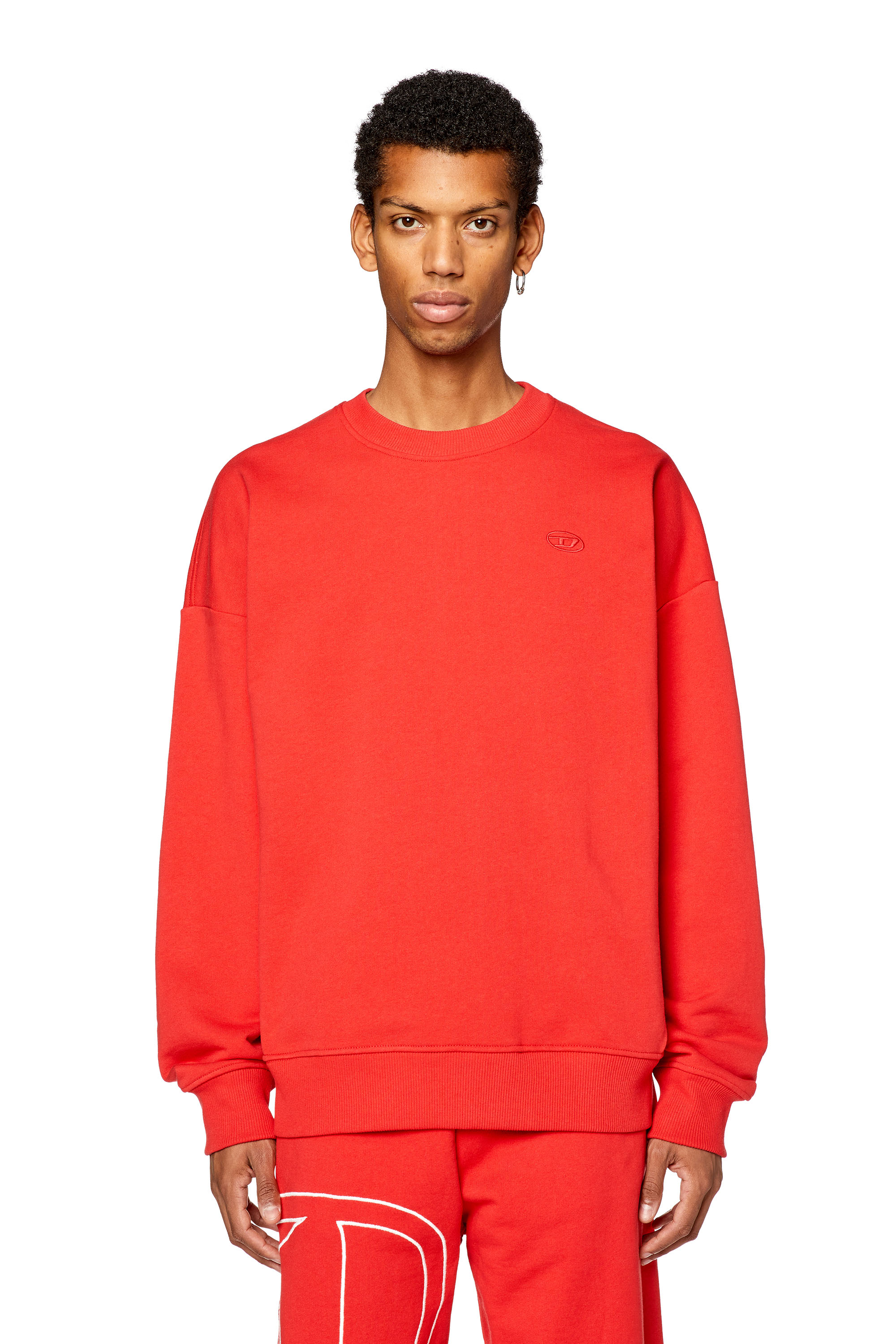Diesel - S-ROB-MEGOVAL-D, Man Sweatshirt with logo embroidery in Red - Image 3