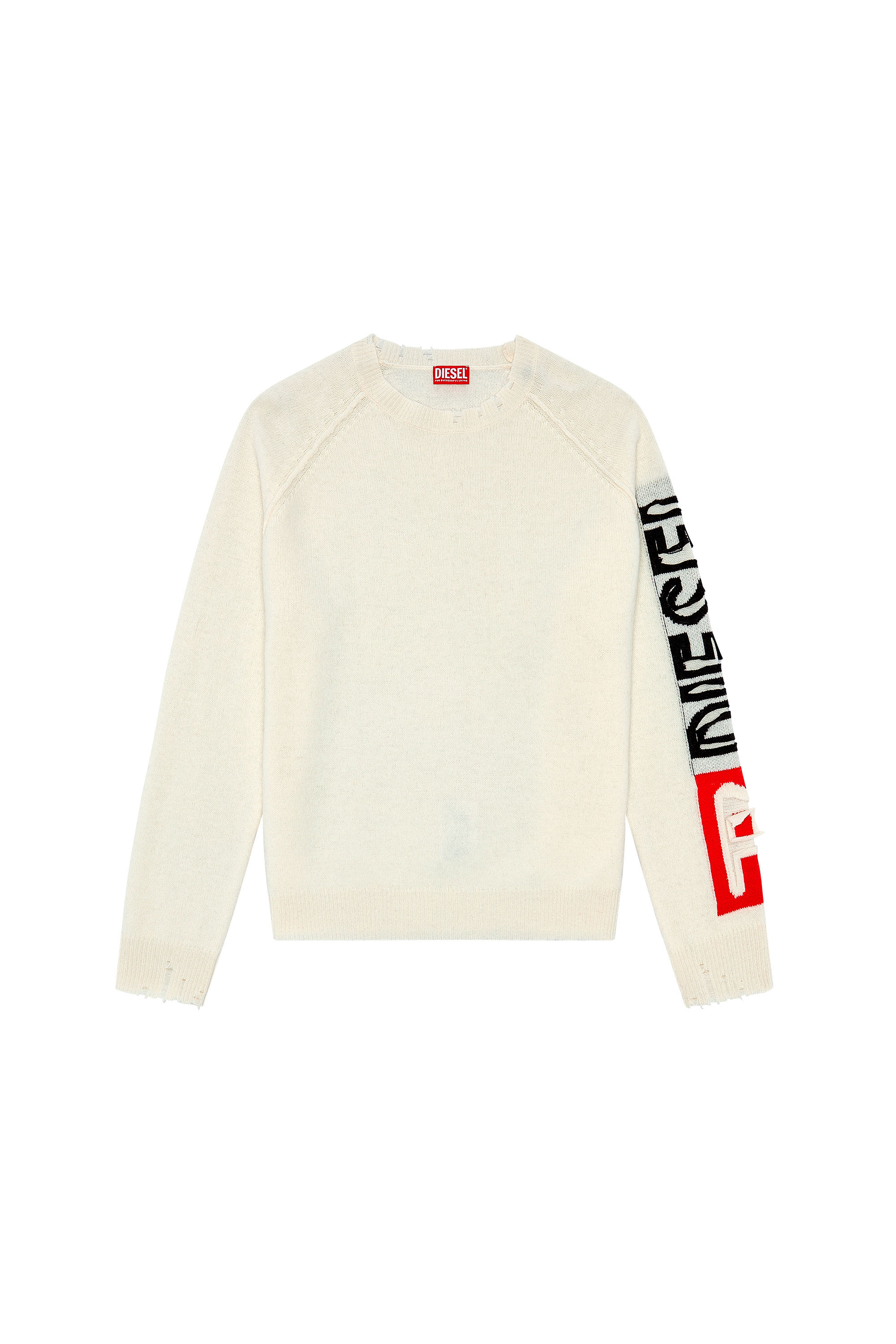 Diesel - K-SARIA, Man Wool sweater with cut-up logo in White - Image 4