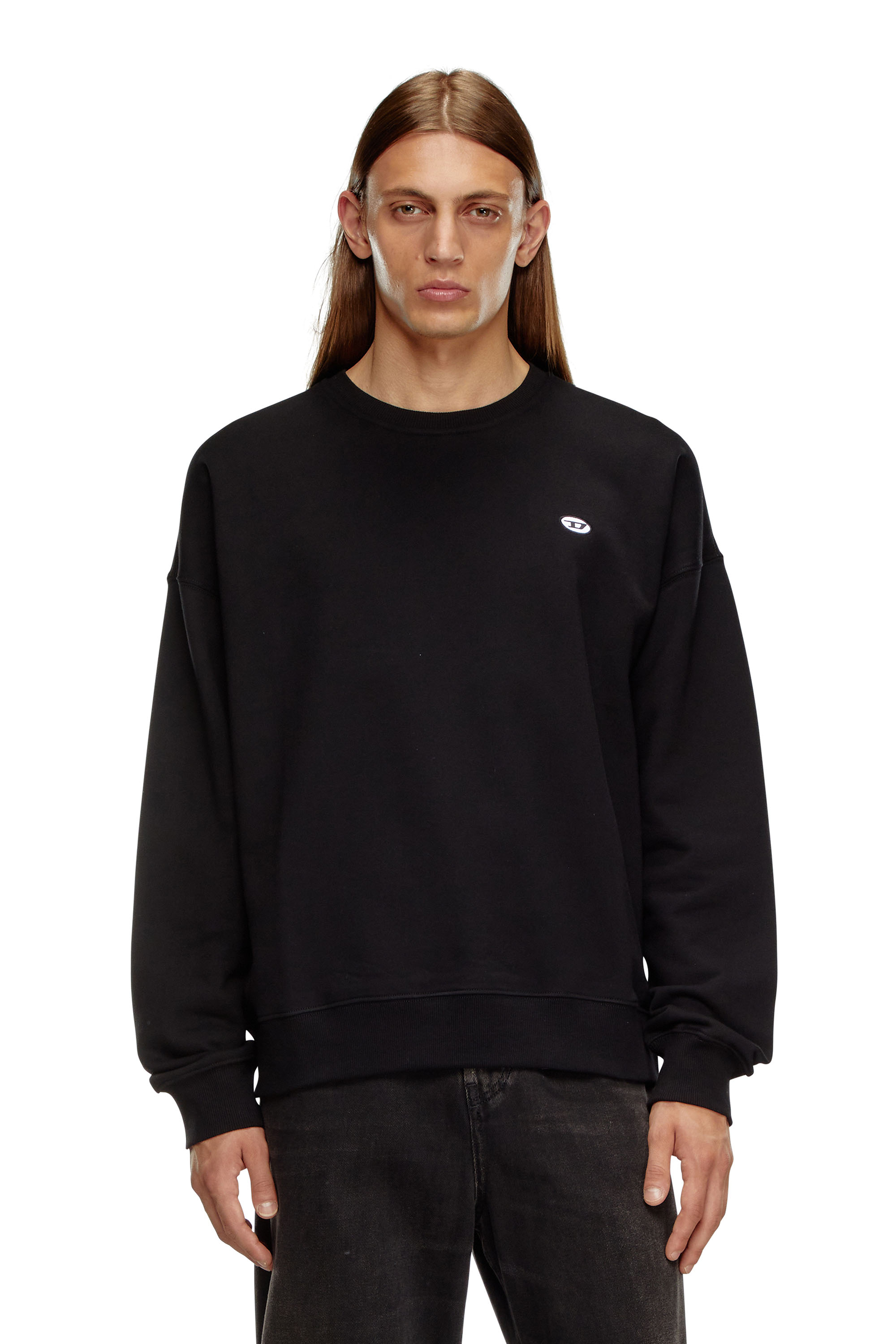 Diesel - S-ROB-DOVAL-PJ, Man Sweatshirt with oval D patch in Black - Image 1