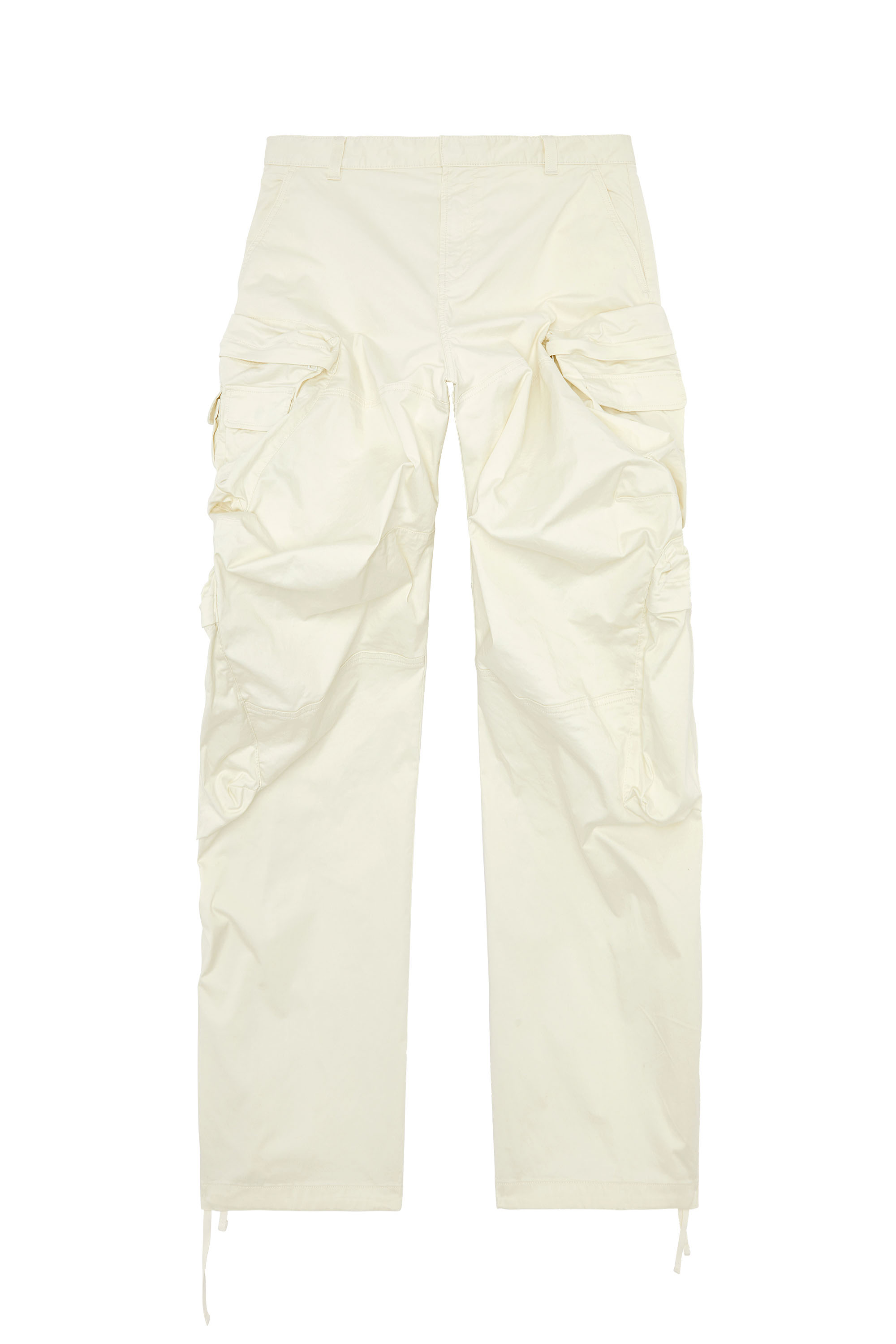 Diesel - P-HUGES-NEW, Man Cargo pants in stretch cotton satin in White - Image 5