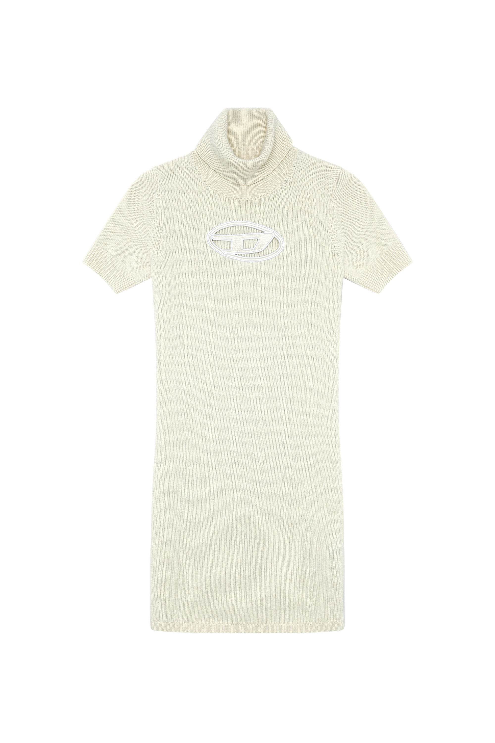 Diesel - M-ARGARET-DRS, Woman Roll-neck dress with oval D plaque in Green - Image 3