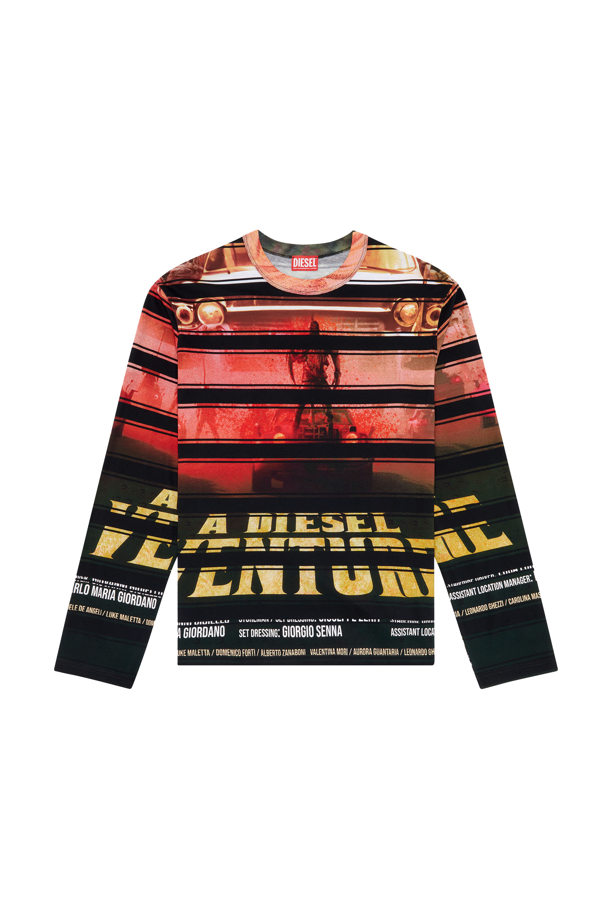 Diesel - T-CRANEUP-LS, Man T-shirt with striped movie print in Multicolor - Image 5