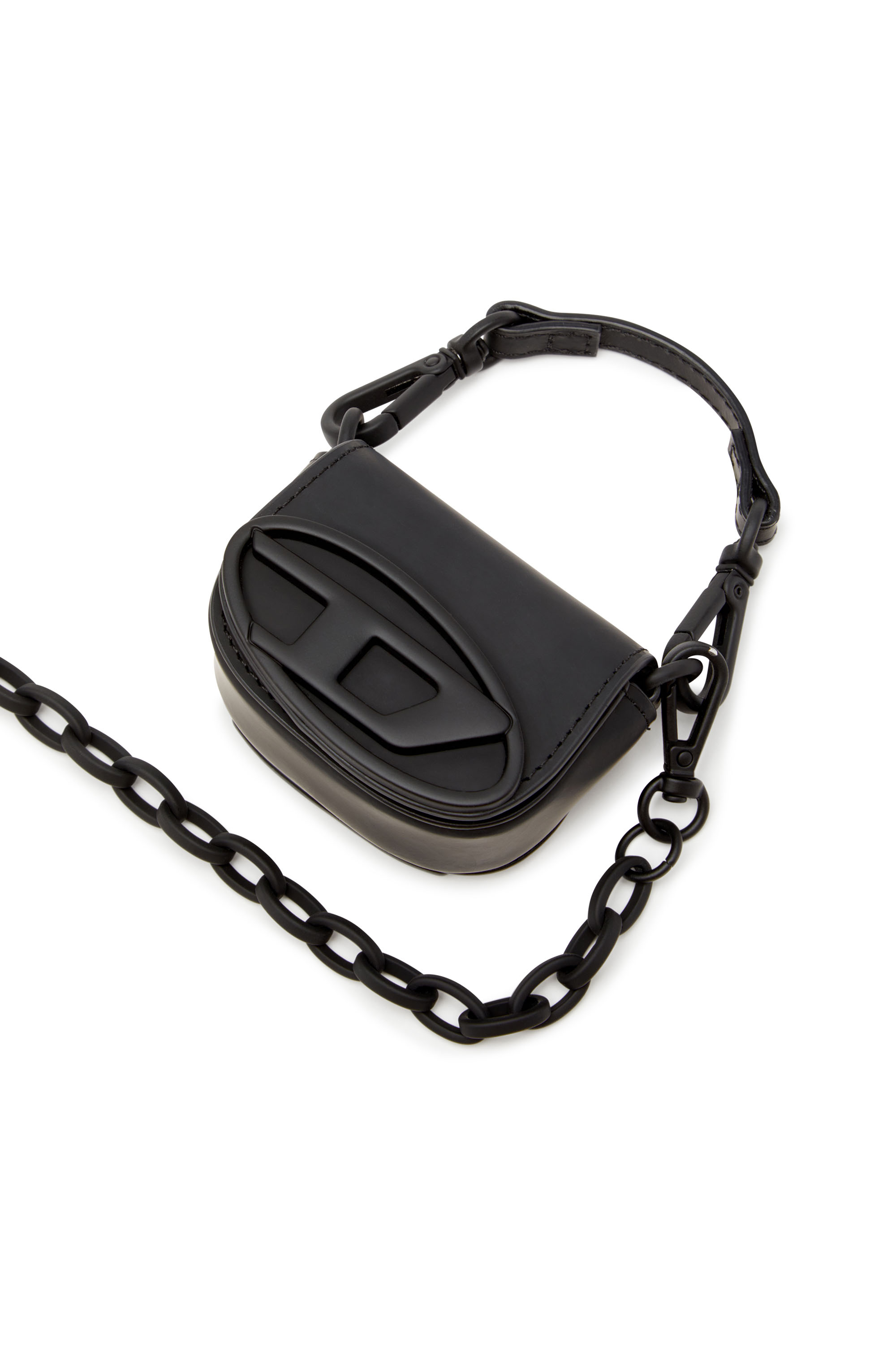 Diesel - 1DR XXS CHAIN, Woman Iconic micro bag charm in matte leather in Black - Image 5